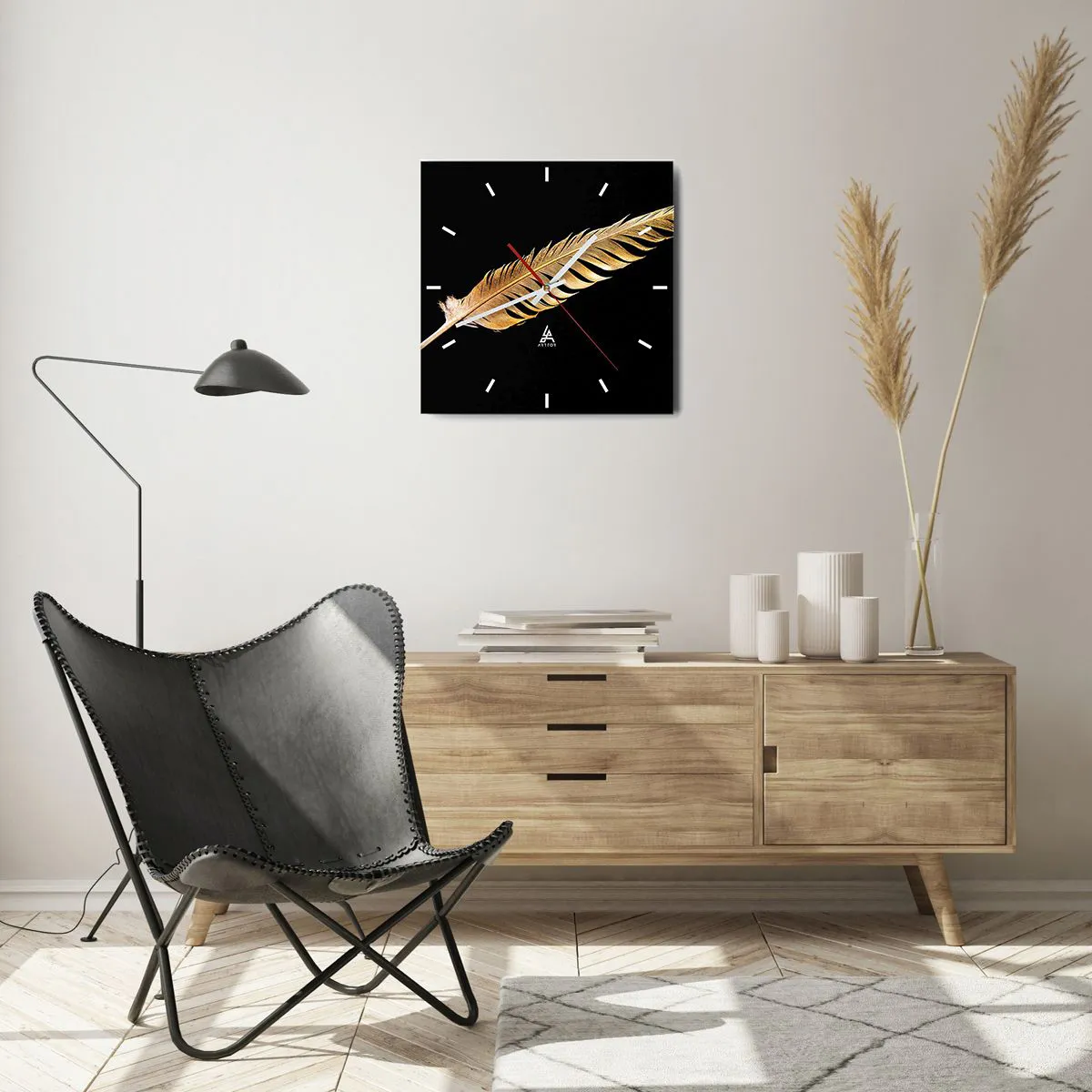 Relógio de parede - Relógio em vidro - É uma pena - 40x40 cm