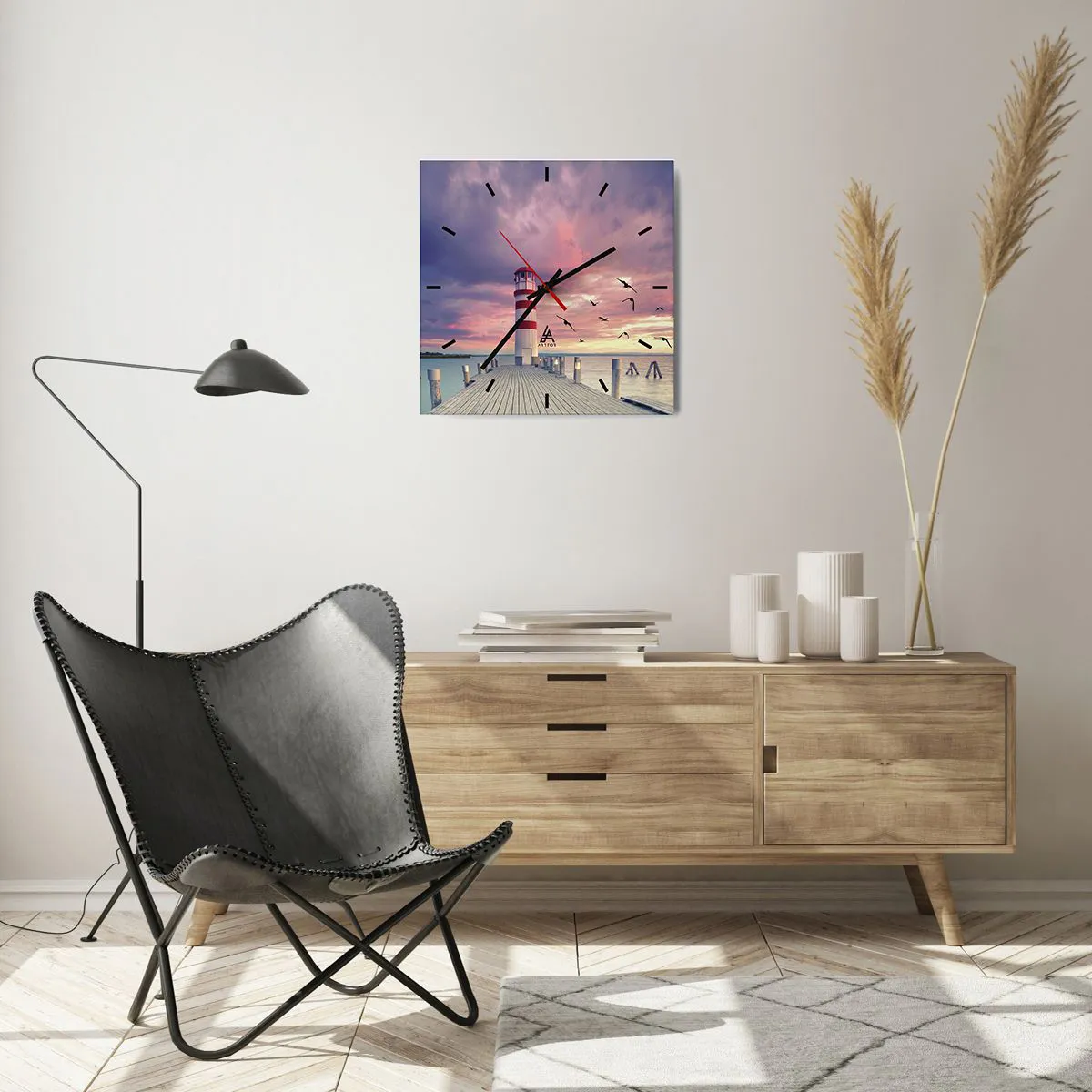 Zegar ścienny - Pora do portu - 40x40 cm