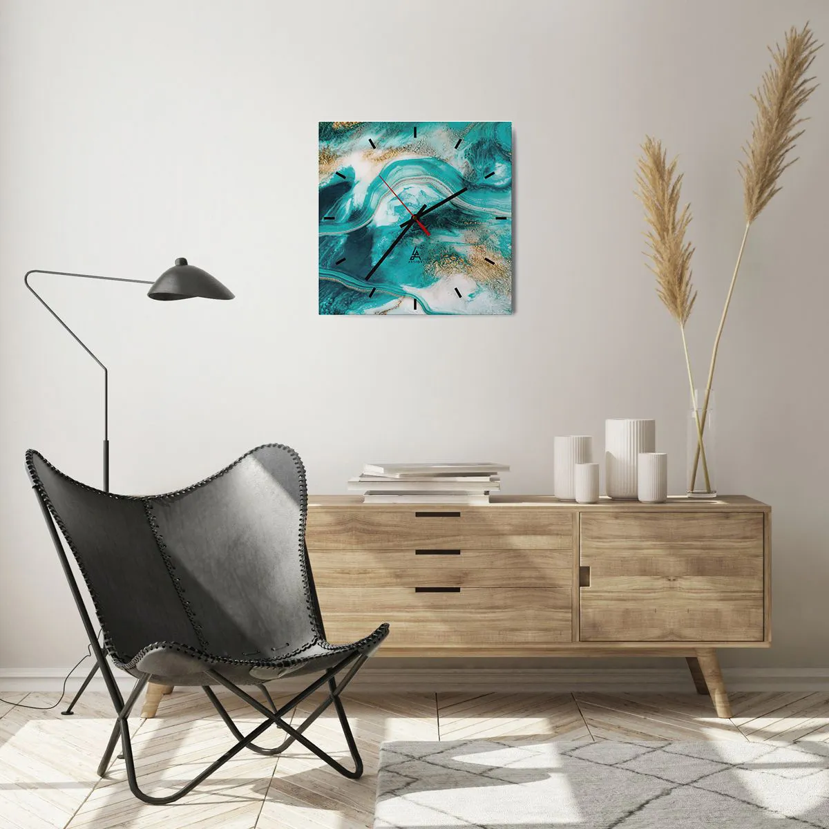 Zegar ścienny - Rzeka złota - 40x40 cm