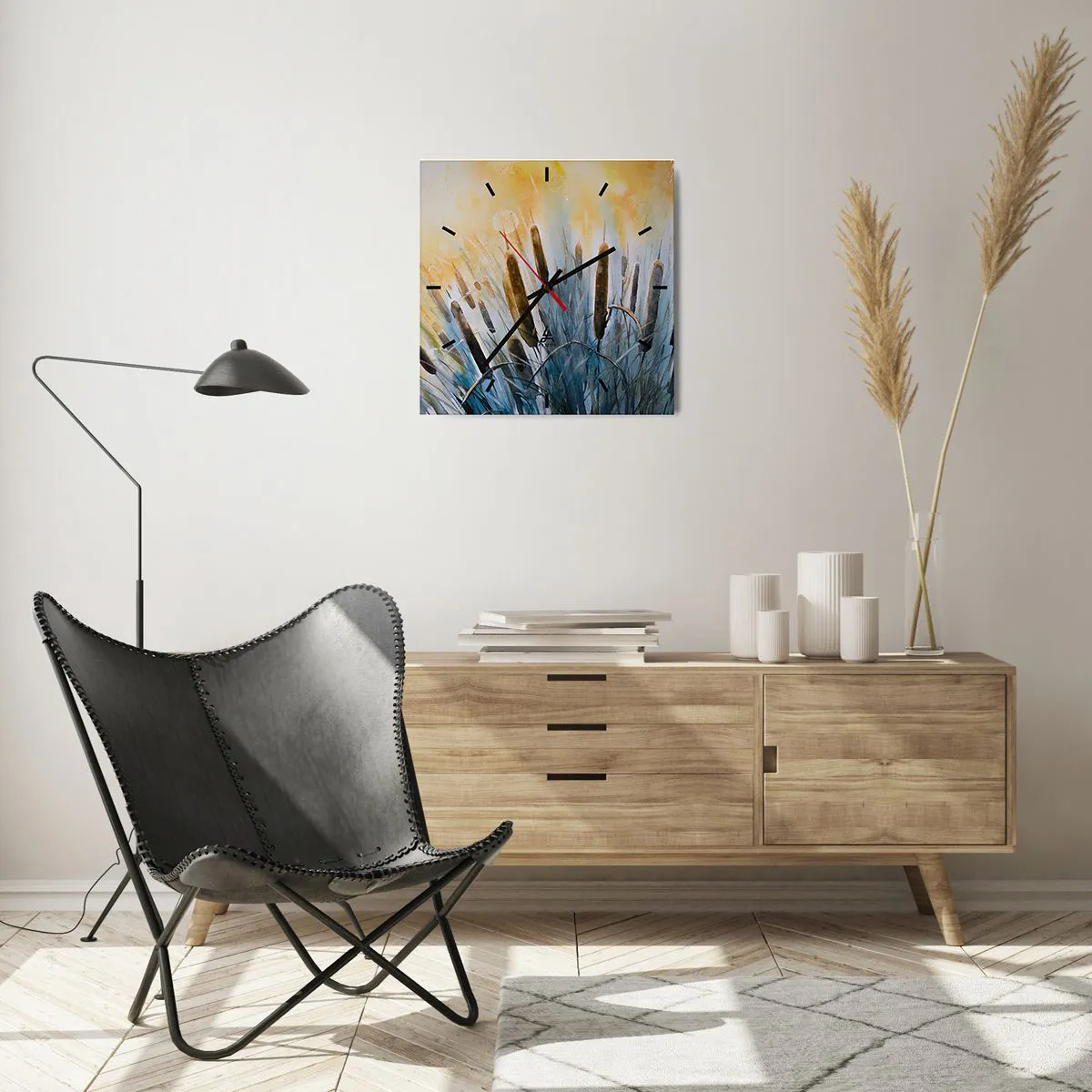 Wanduhr - Glasuhr - Die Kälte des Wassers, die Hitze der Sonne - 40x40 cm