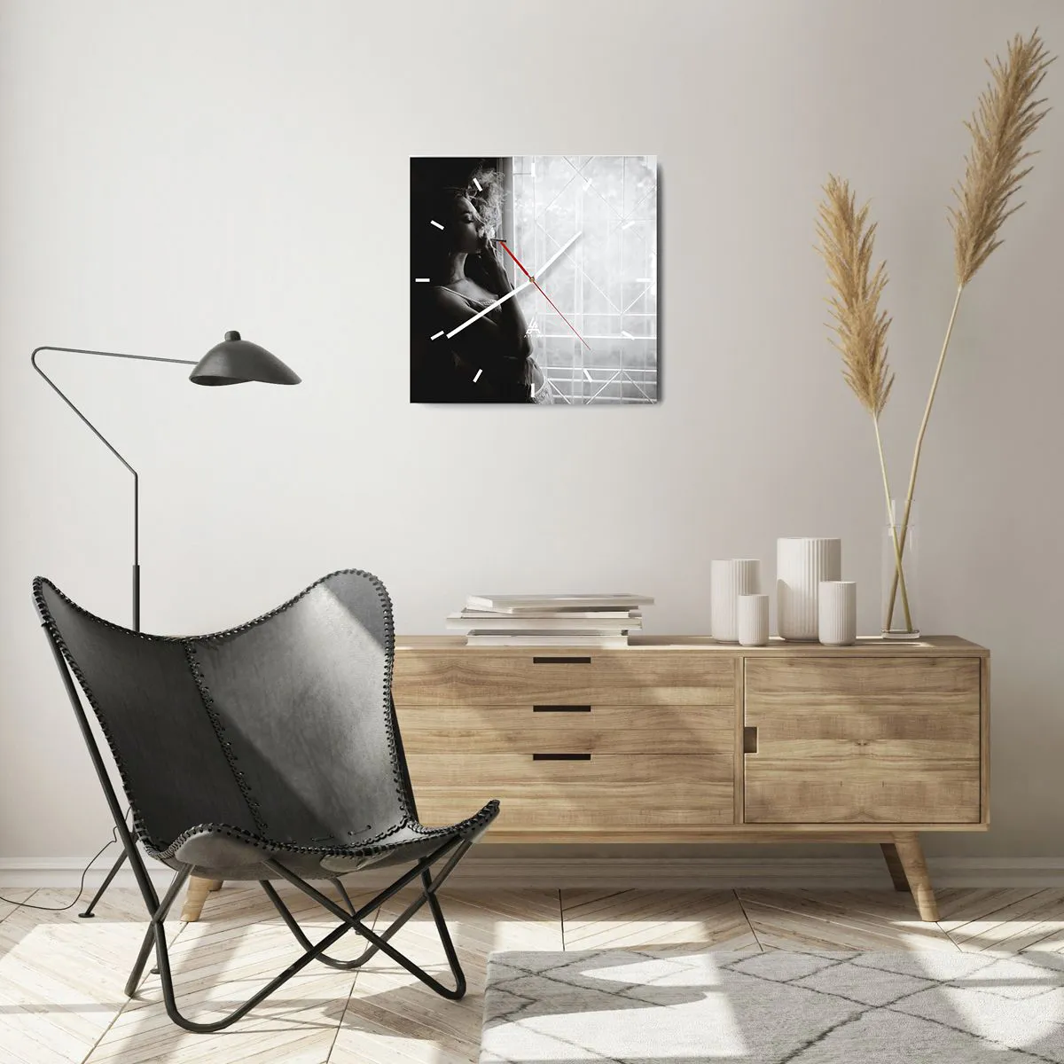 Wanduhr - Glasuhr - Sinnlicher Moment - 40x40 cm