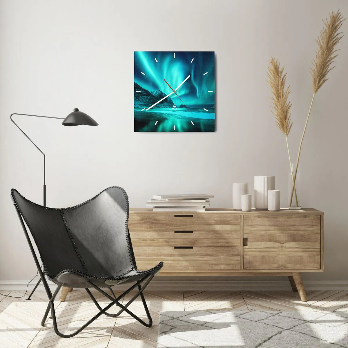 Wanduhr - Glasuhr - Wunder des Nordens - 40x40 cm