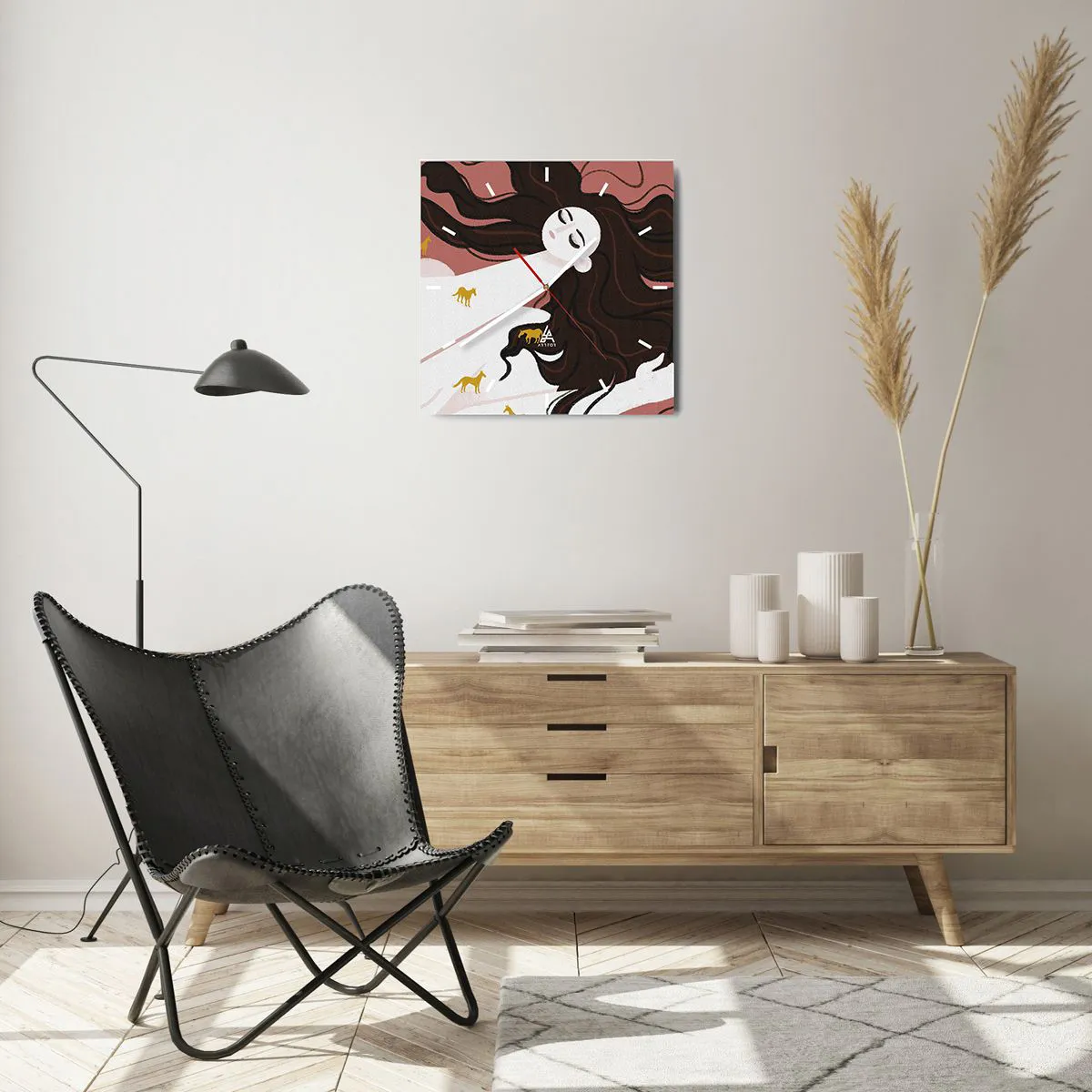 Wall clock - Clock on glass - Dream of a Golden Horse - 40x40 cm