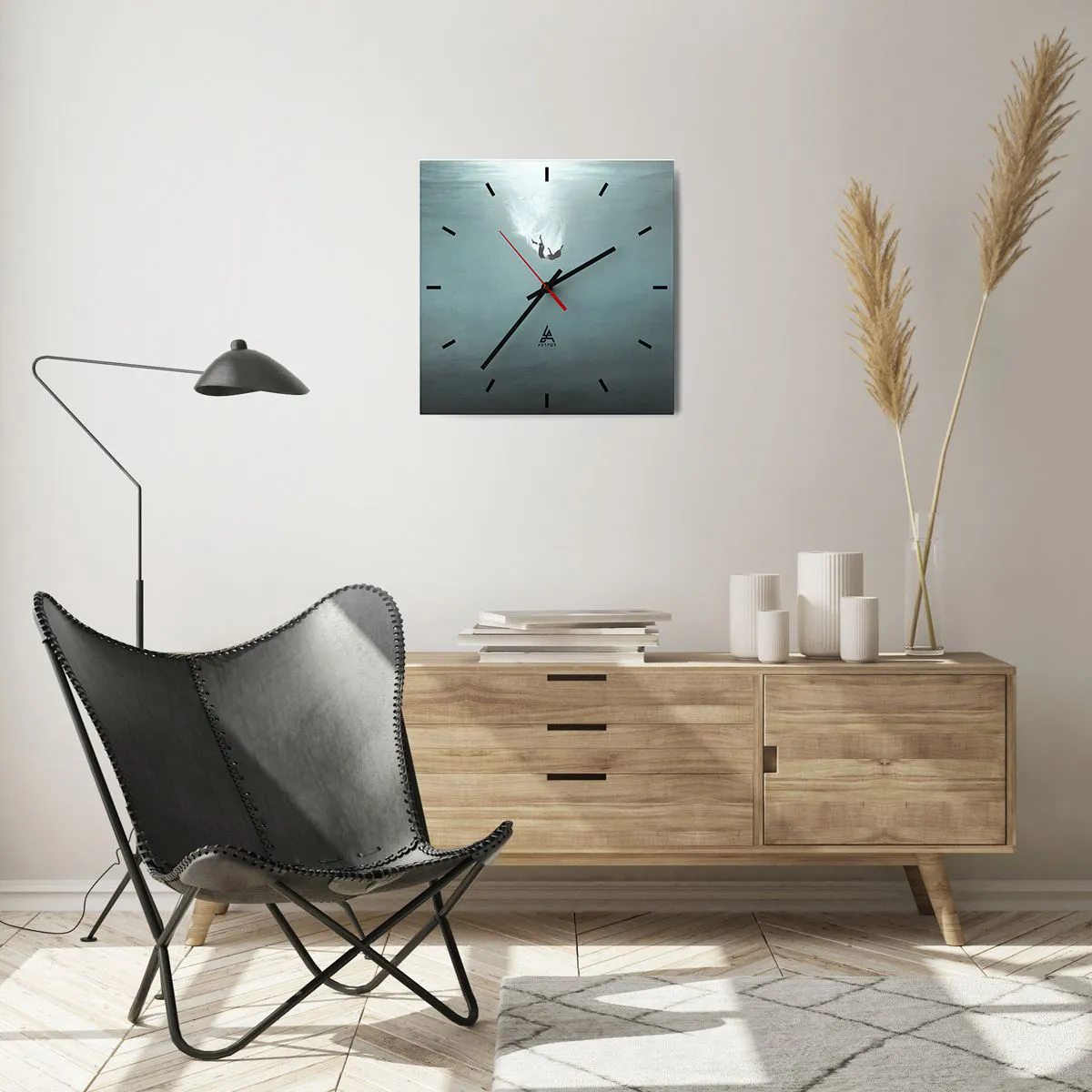 Wanduhr - Glasuhr - In den Armen des Ozeans - 40x40 cm