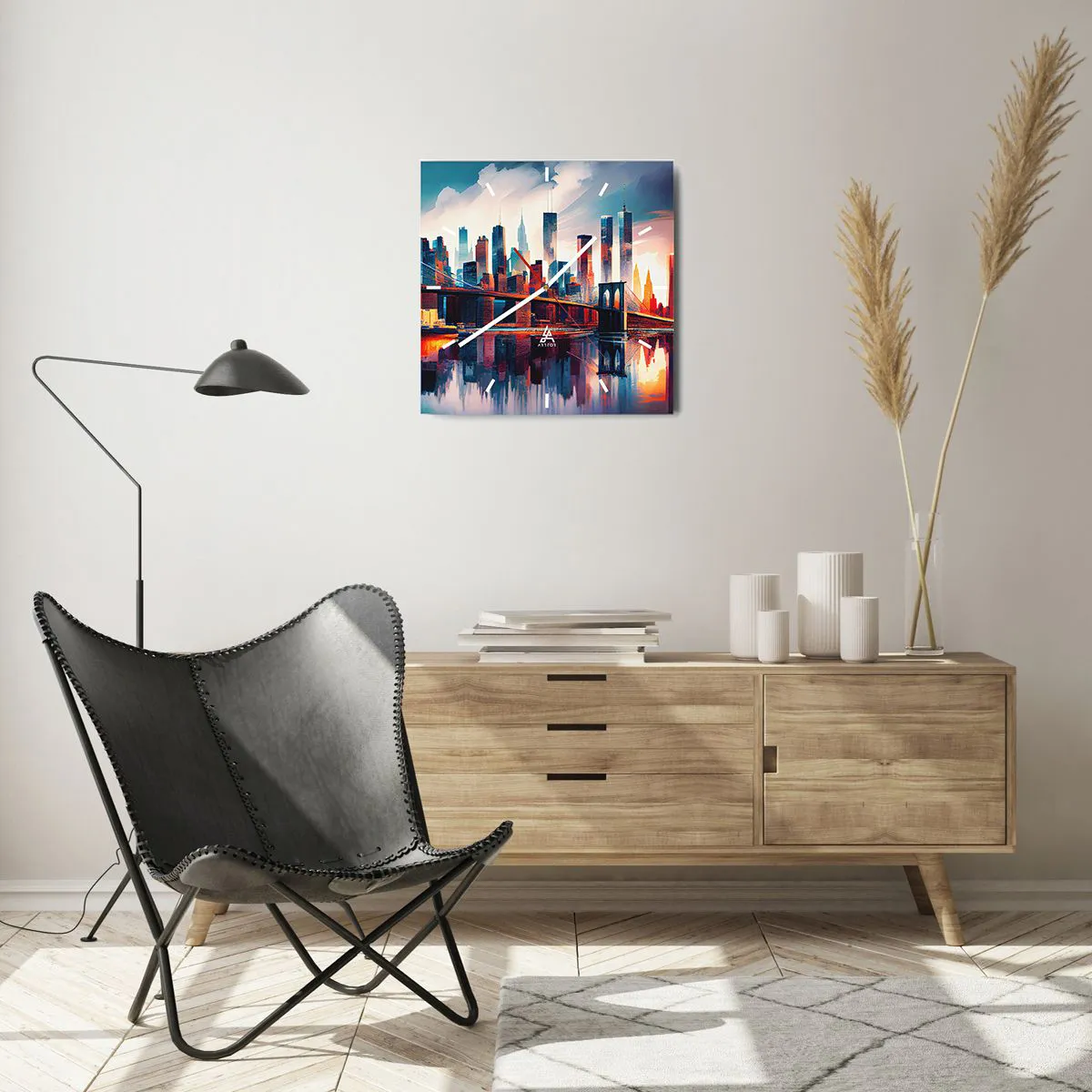 Reloj de pared - Reloj de vidrio - Nueva York siempre luce - 40x40 cm