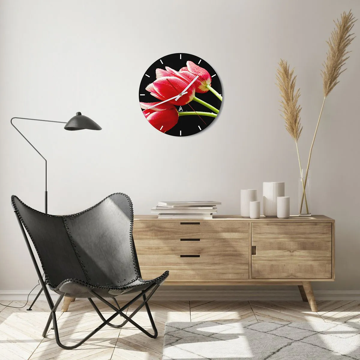 Ceas de perete - Ceas pe sticlă - Promisiunea unei iubiri pure - 40x40 cm