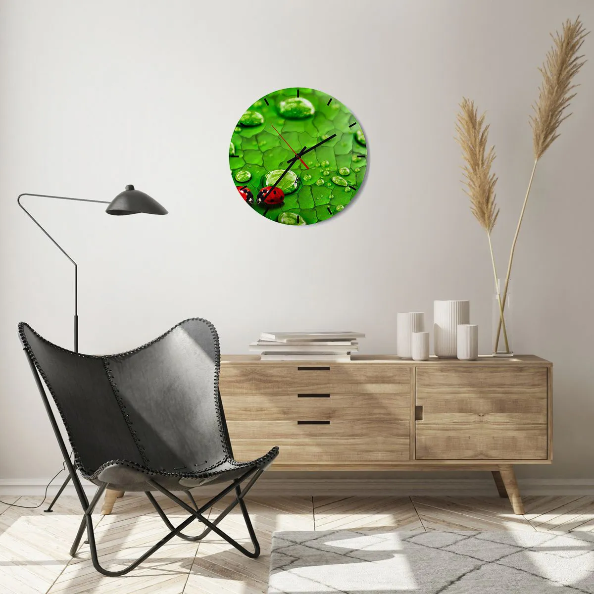 Relógio de parede - Relógio em vidro - Reunião em verde - 40x40 cm