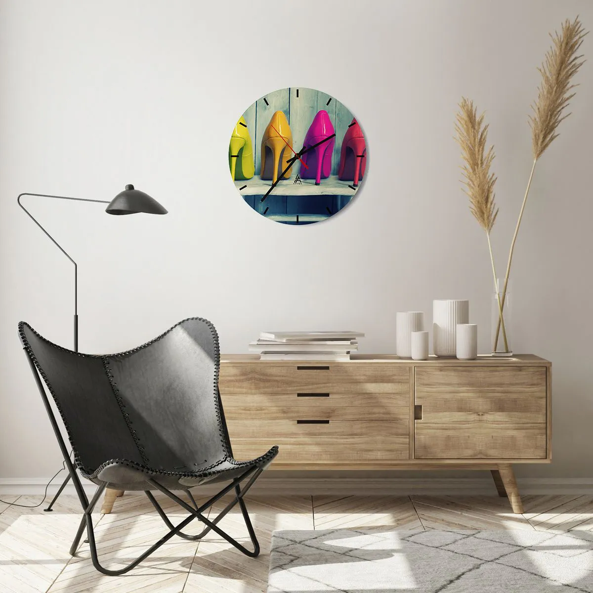 Wandklok - Klok - Loop op de regenboog - 40x40 cm