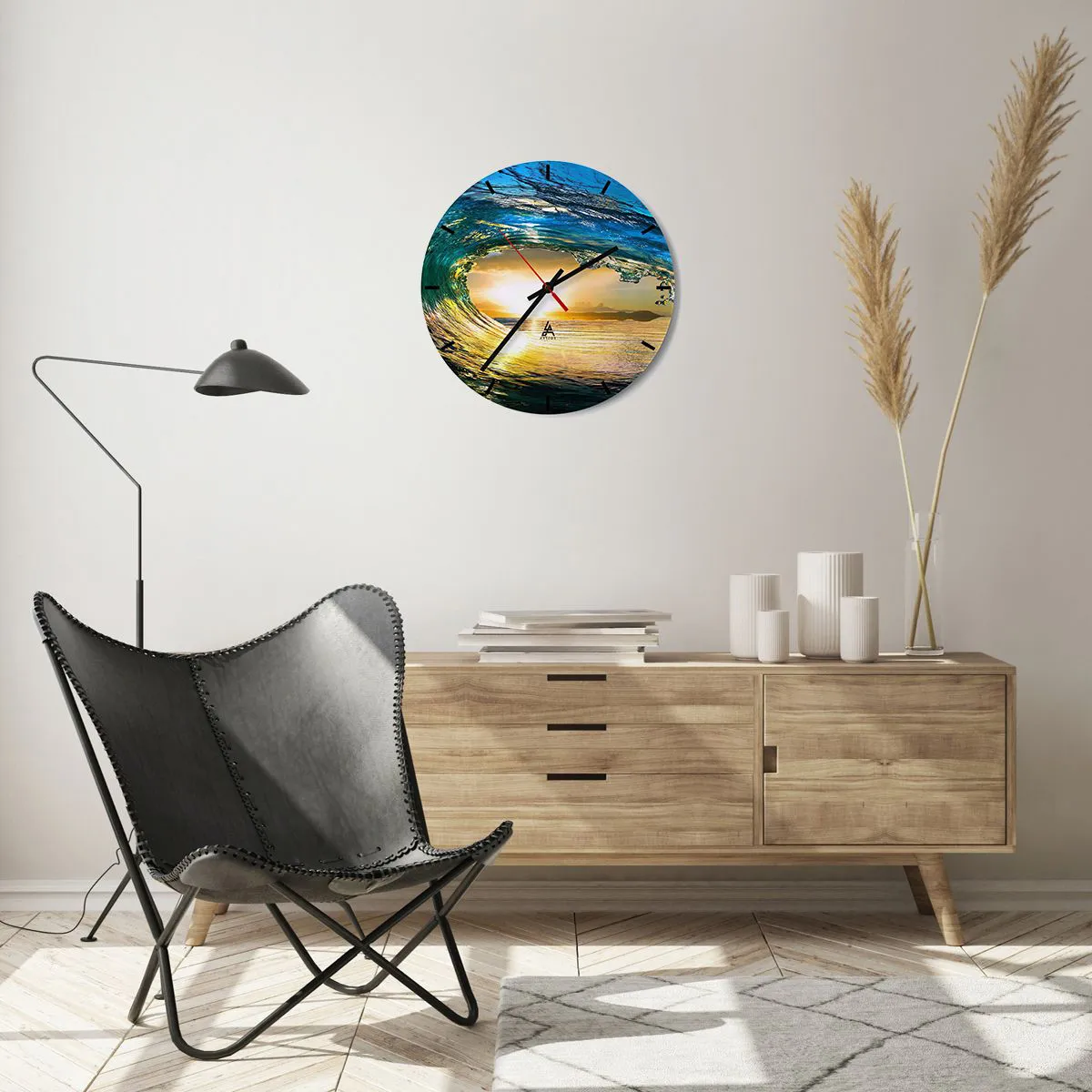 Nástěnné hodiny - Ve smaragdově-zlatém křišťálu - 40x40 cm