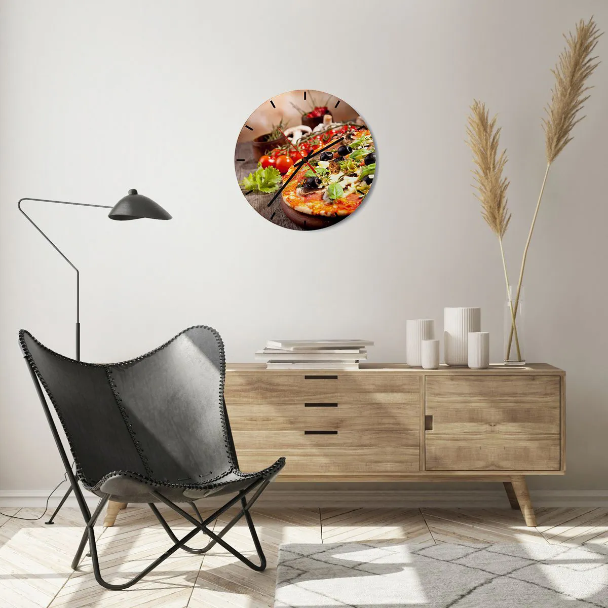 Relógio de parede - Relógio em vidro - Ingredientes telúricos - 40x40 cm