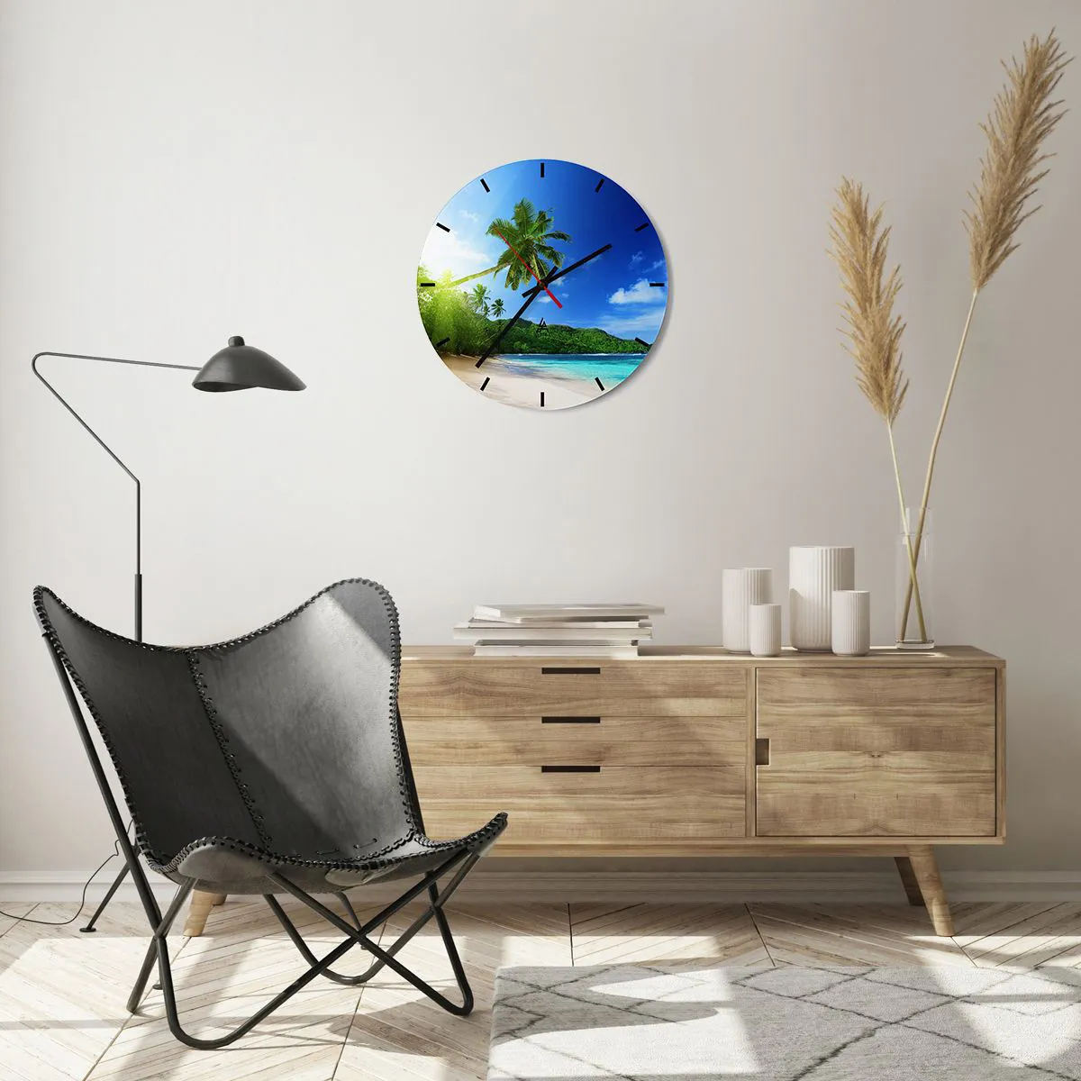 Orologio da parete - Orologio in Vetro - Il lieve tocco dei tropici - 40x40 cm