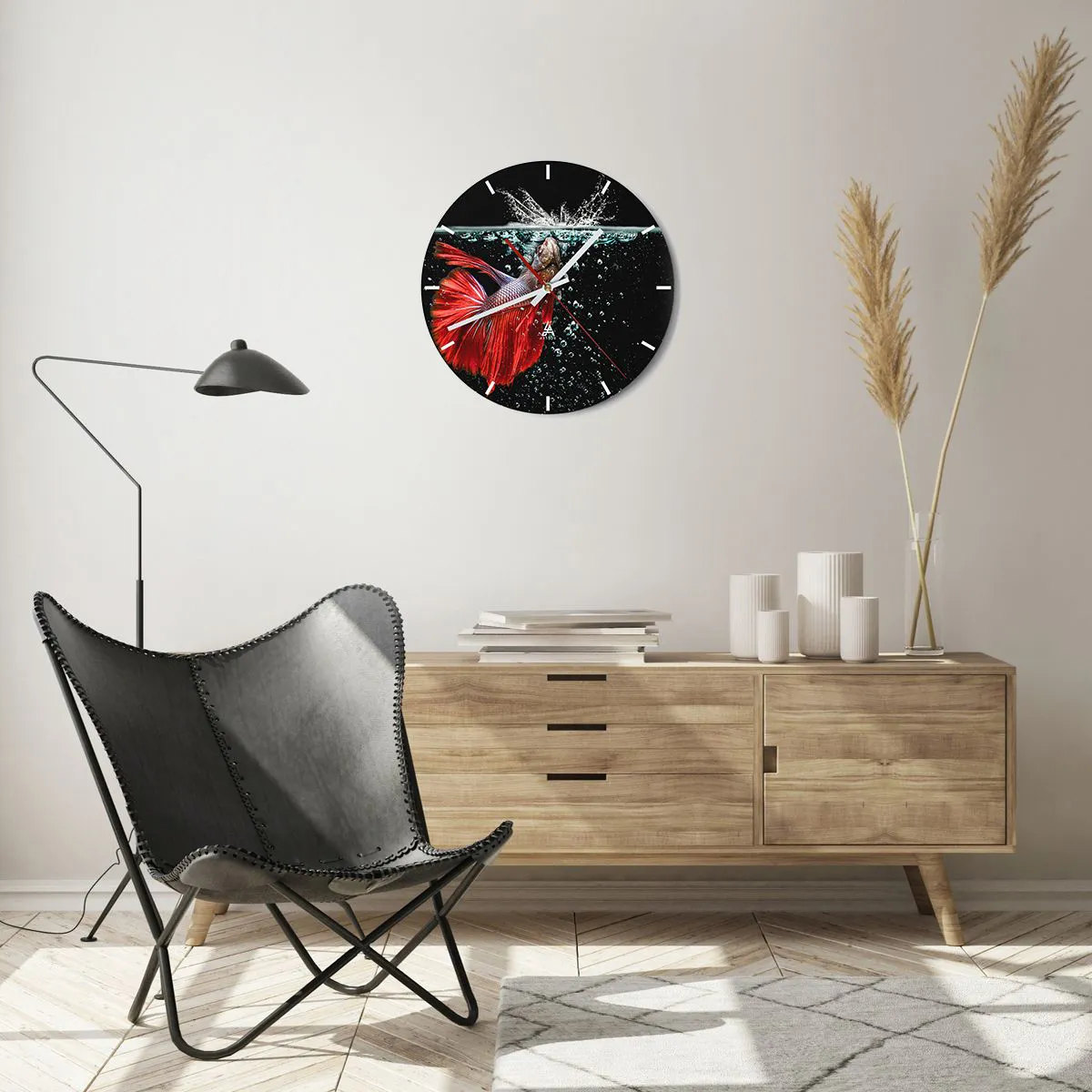 Wanduhr - Glasuhr - Du hast drei Wünsche - 40x40 cm