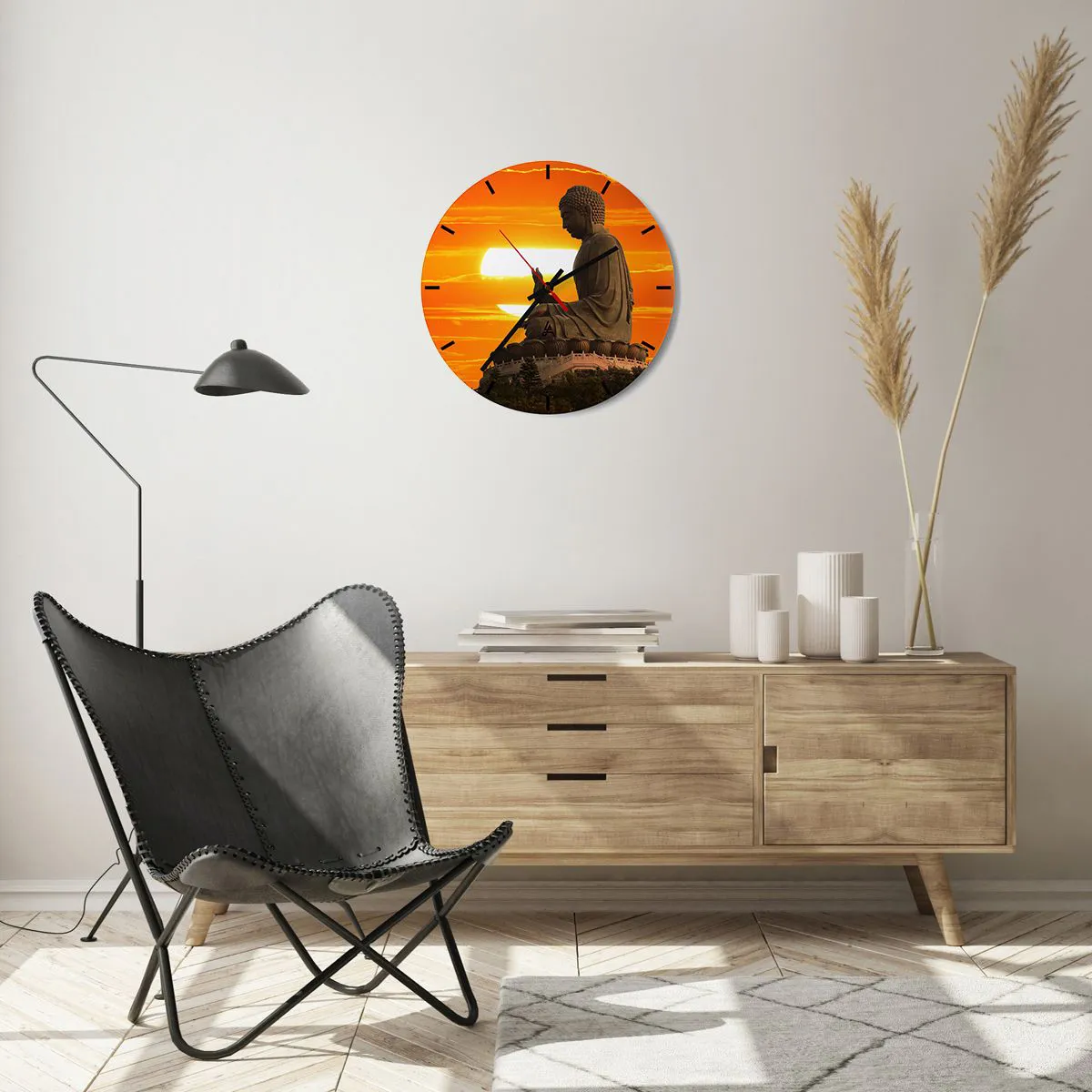 Väggklocka - Klocka på glas - Utan rädsla för världen - 40x40 cm