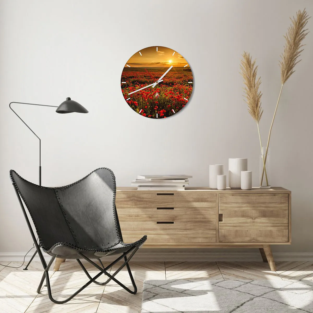 Orologio da parete - Orologio in Vetro - Tra il fruscio delle erbe, in un'esplosione di fiori - 40x40 cm