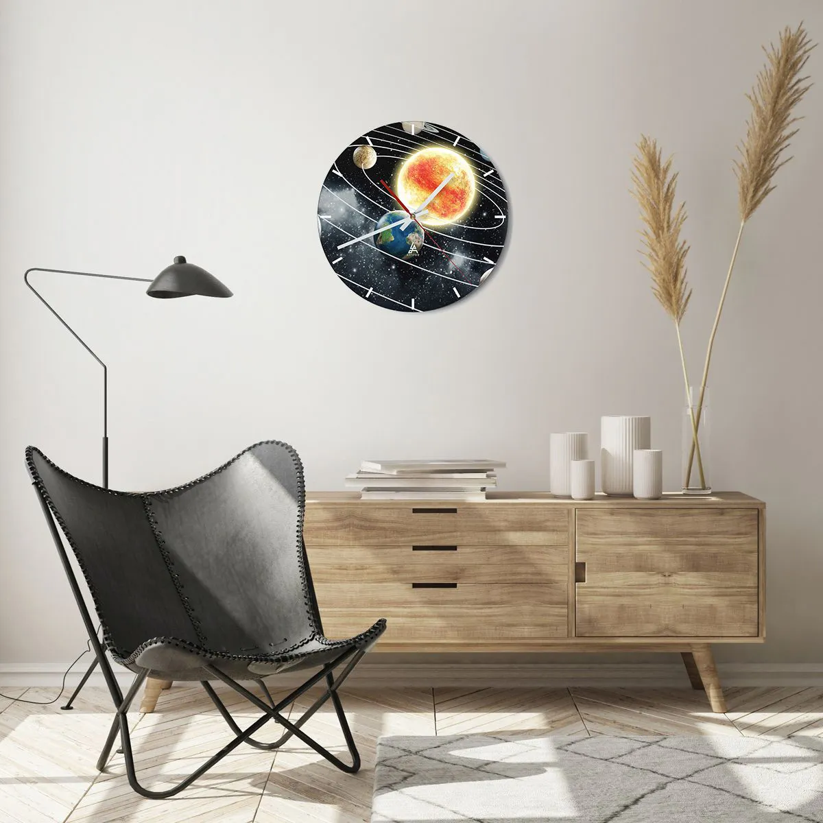 Wanduhr - Glasuhr - Kosmischer Tanz - 40x40 cm