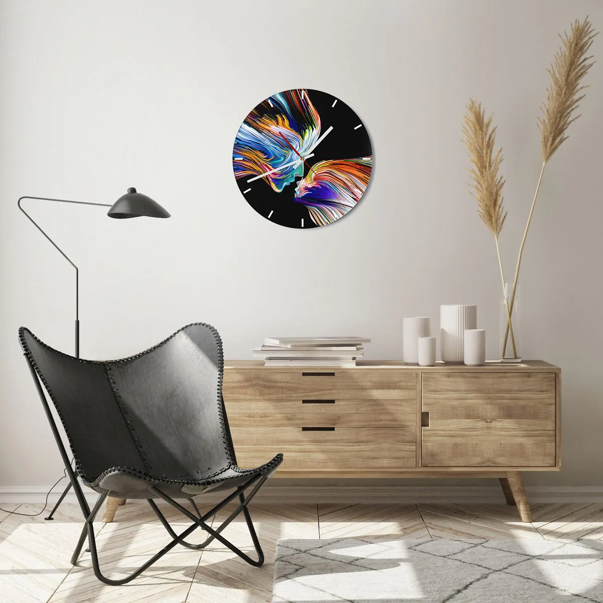 Wandklok - Klok - Een samensmelting van energie en licht - 40x40 cm