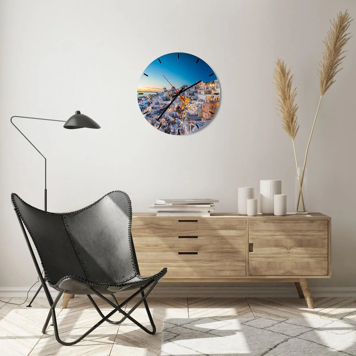 Wanduhr - Glasuhr - Die Essenz des Griechischen - 40x40 cm