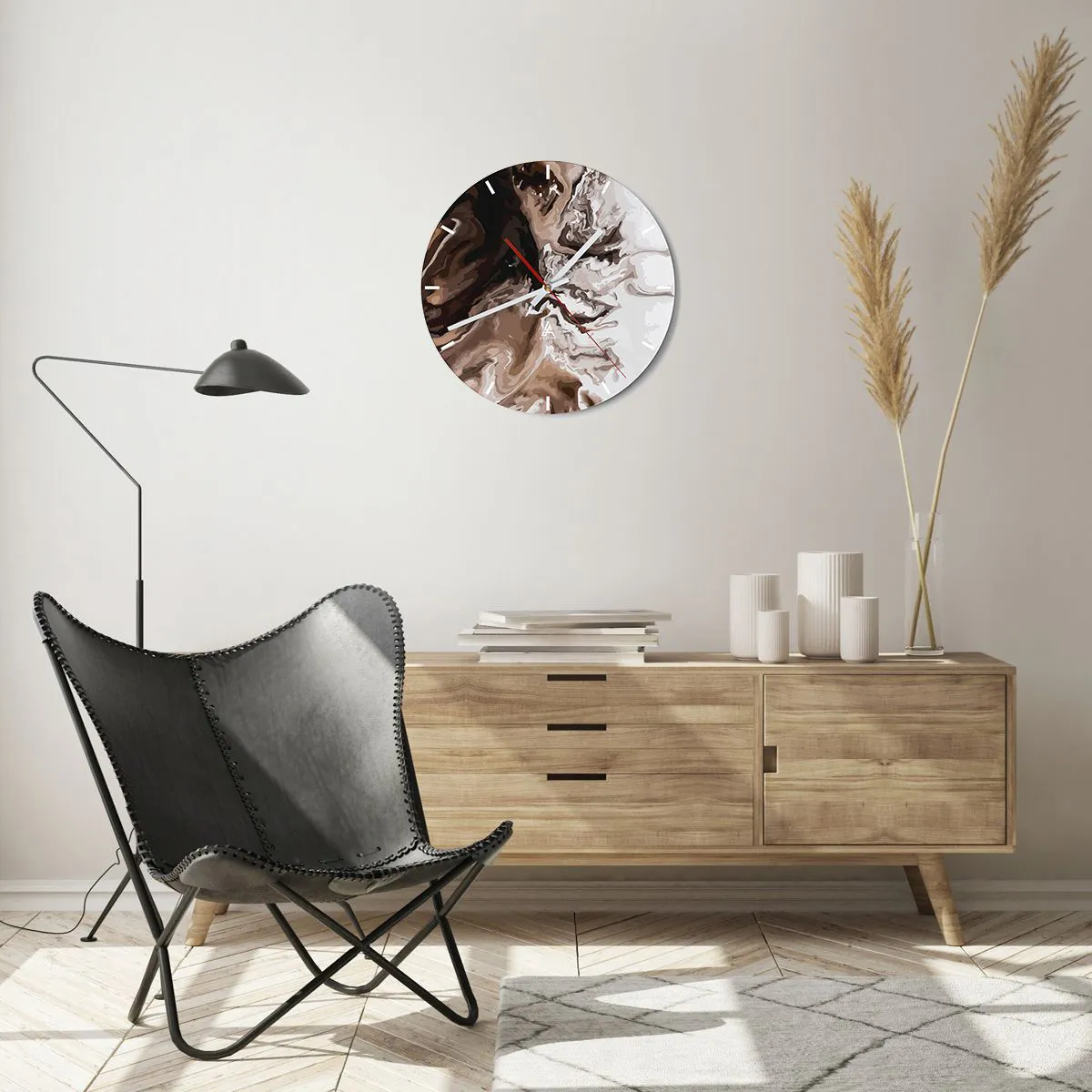 Relógio de parede - Relógio em vidro - Contraste de cores - 40x40 cm