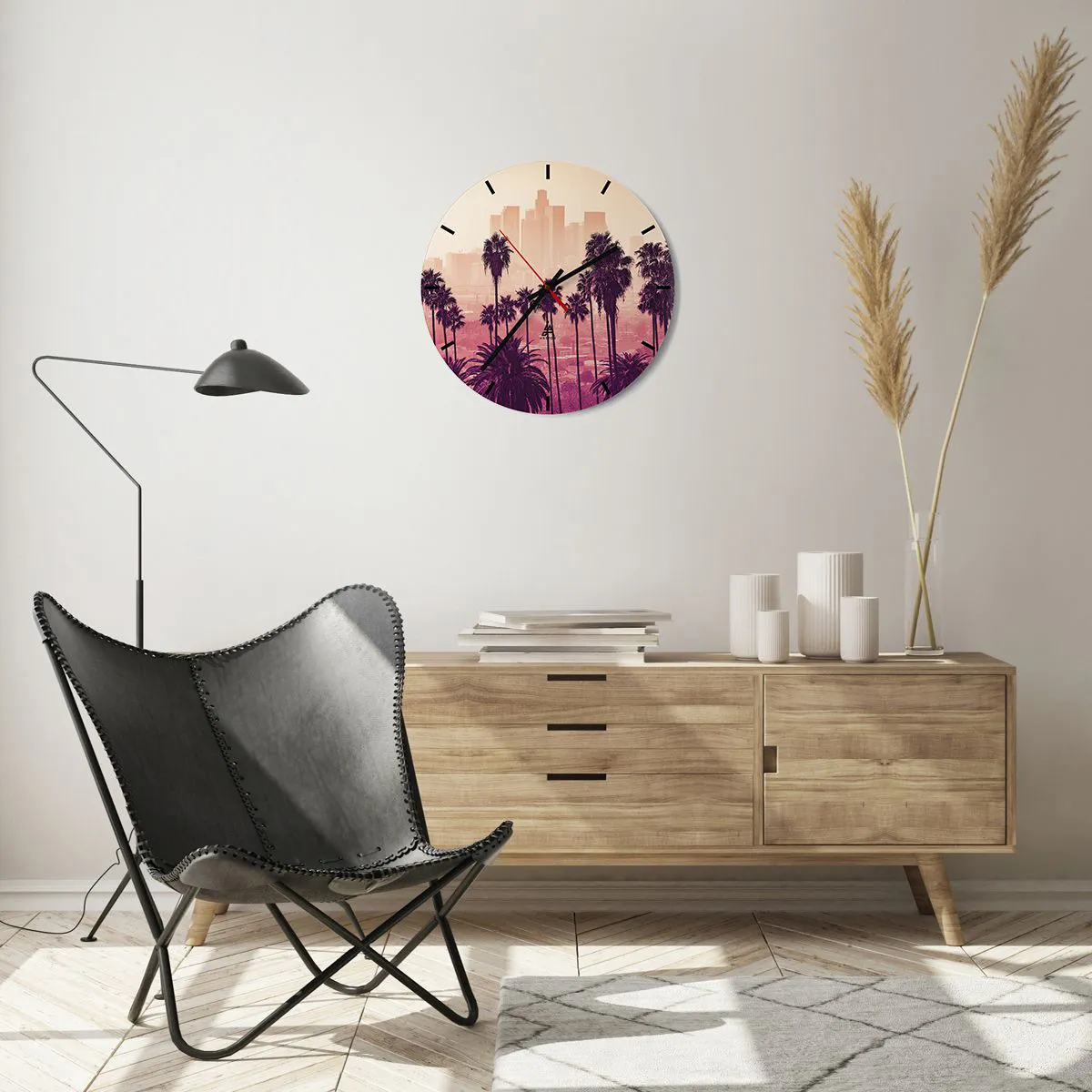 Wall clock - Clock on glass - Californian Landscape - 40x40 cm