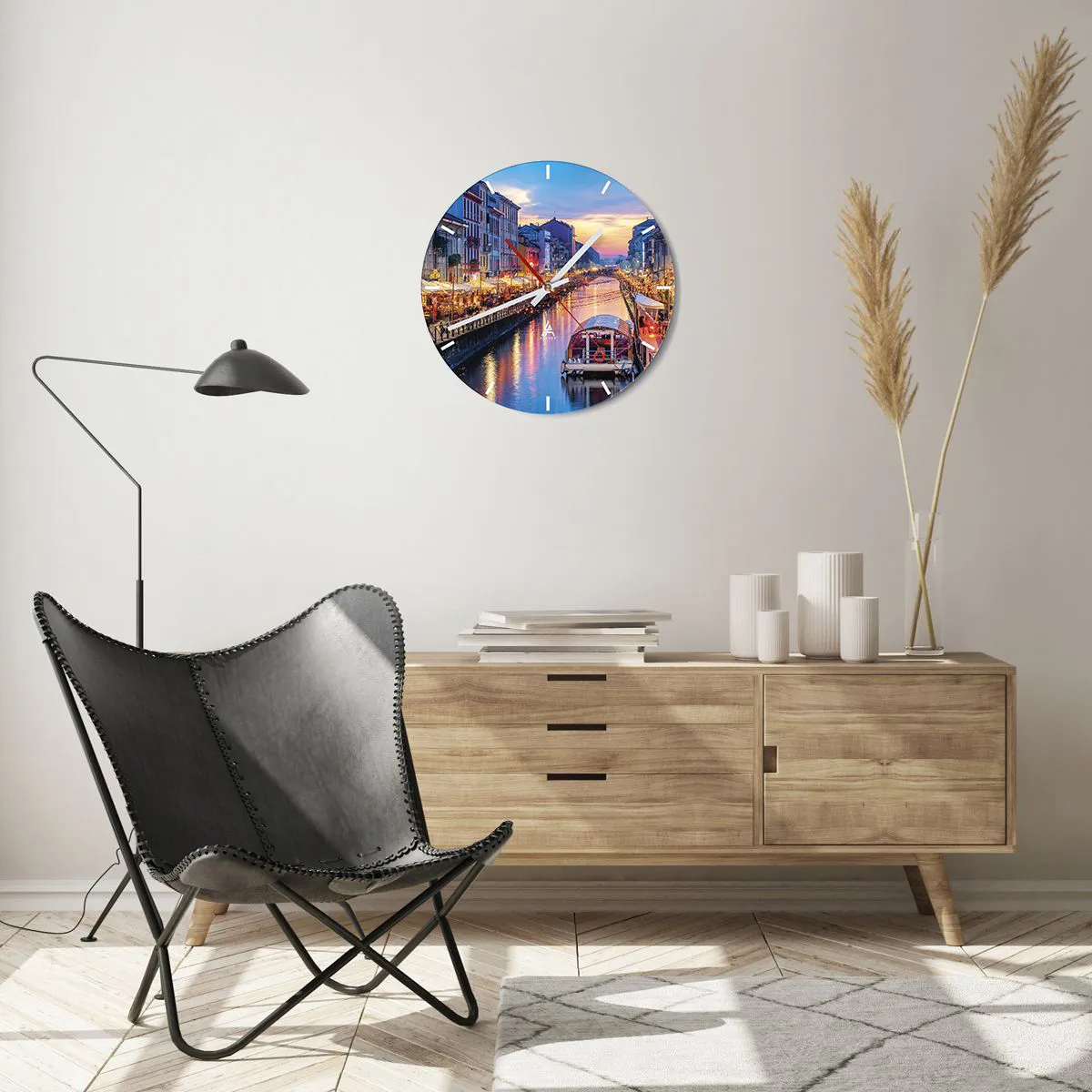 Reloj de pared - Reloj de vidrio - Una noche de luz y diversión - 40x40 cm