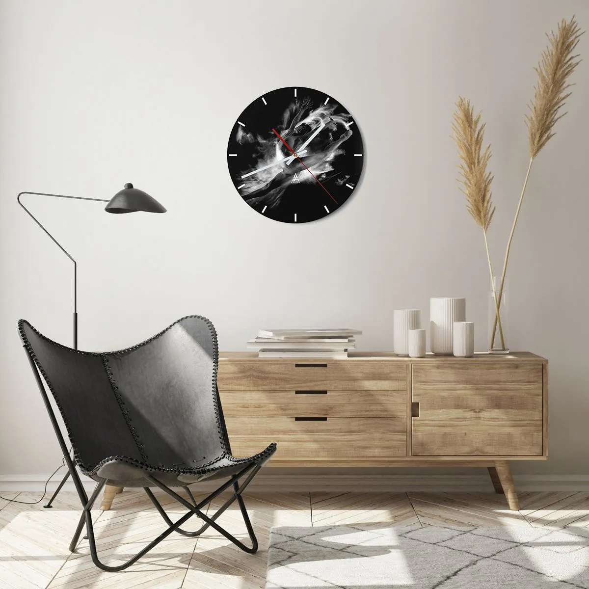 Wanduhr - Glasuhr - Im Flug hängen geblieben - 40x40 cm