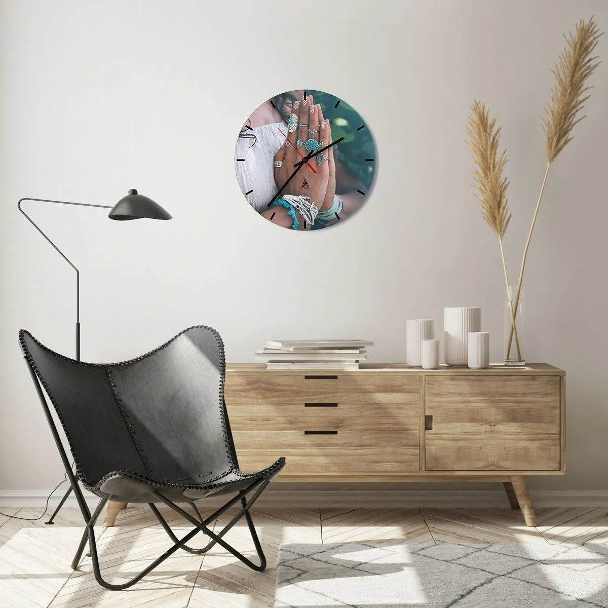 Orologio da parete - Orologio in Vetro - Benvenuto al centro dell'essere - 40x40 cm