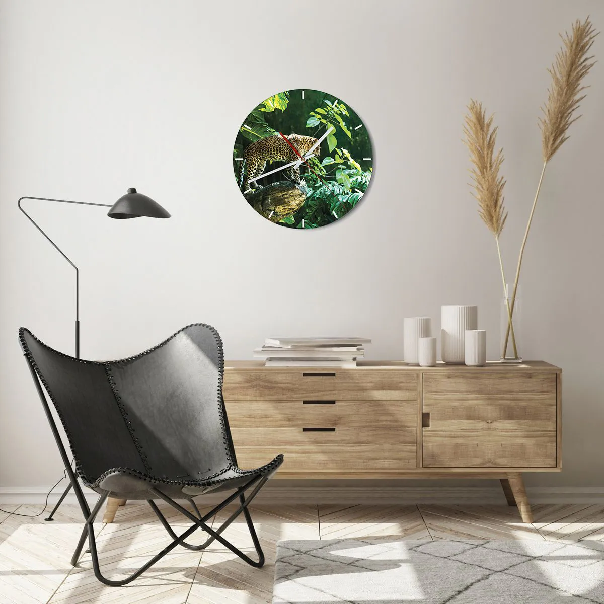 Wall clock - Clock on glass - Going Hunting? - 40x40 cm