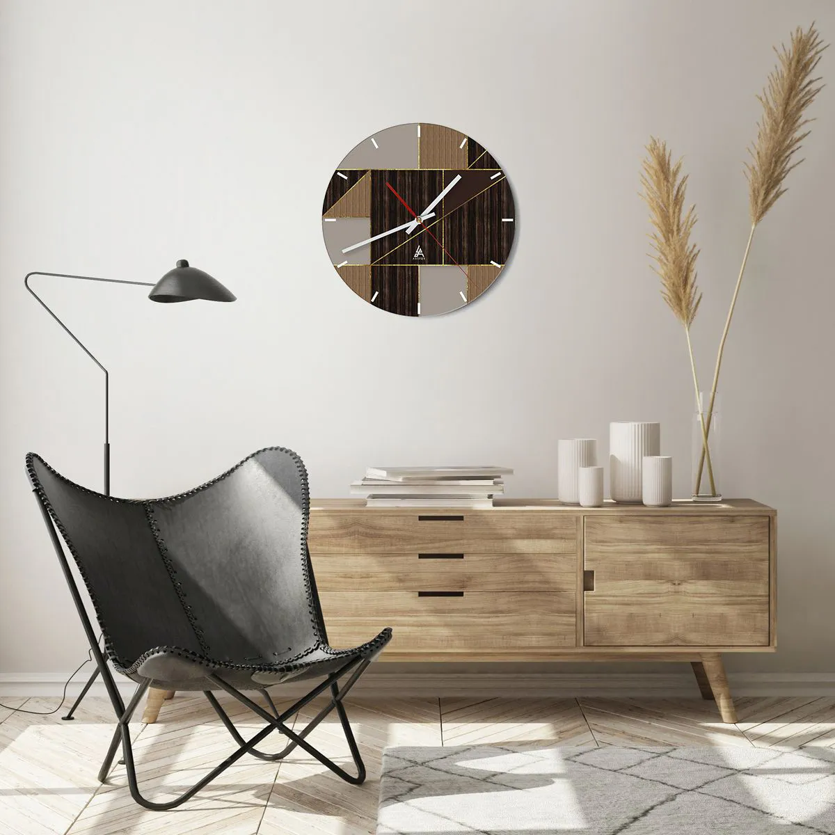 Nástěnné hodiny - Mozaika hnědé a zlaté - 40x40 cm