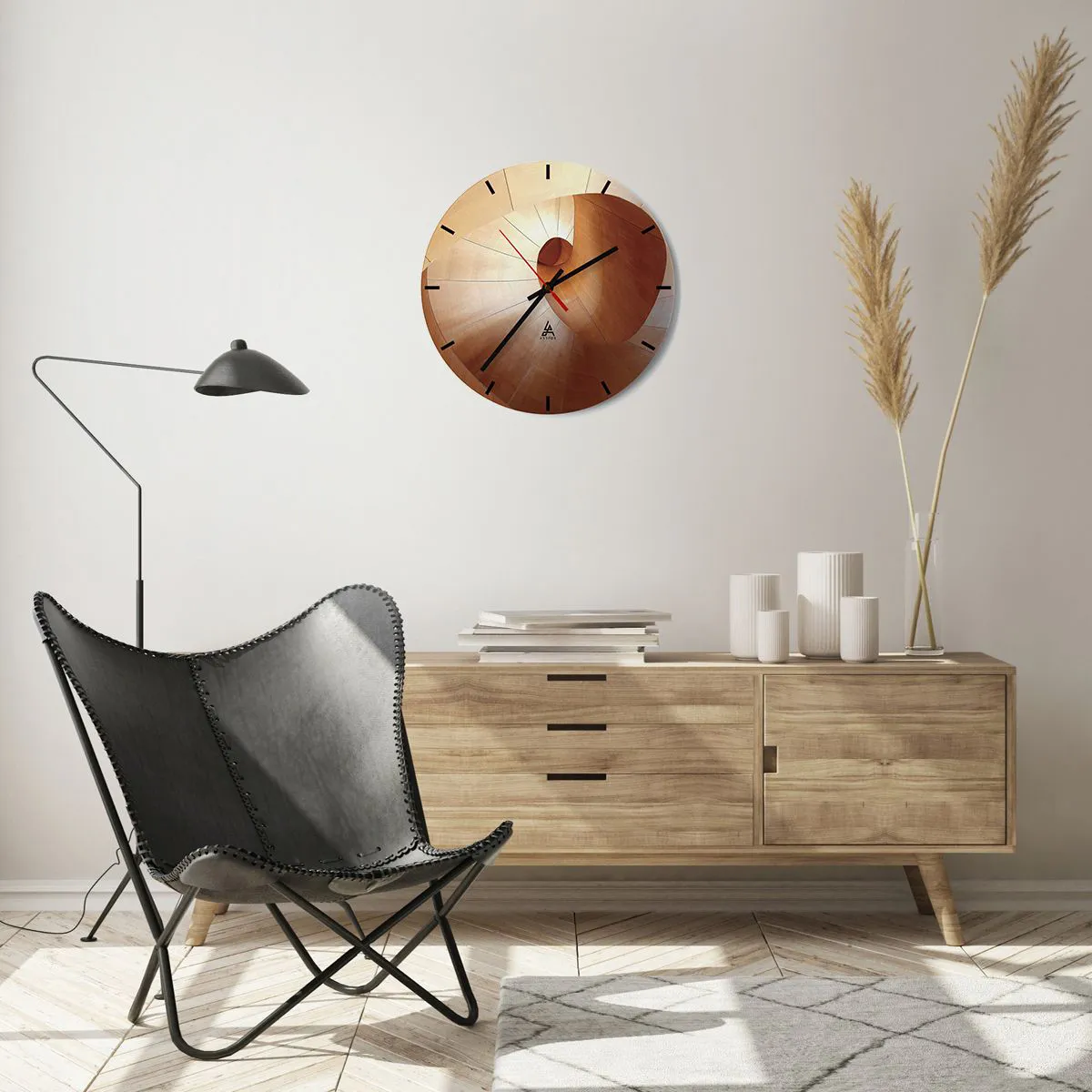 Wall clock - Clock on glass - Architectural Serpentine - 40x40 cm