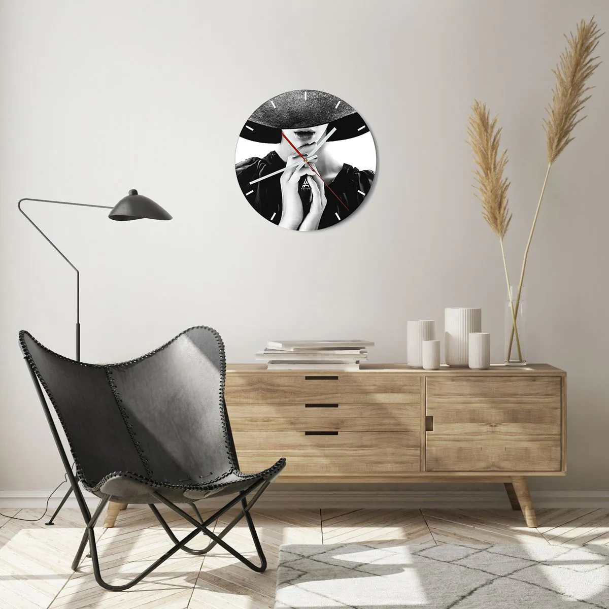 Wall clock - Clock on glass - Hidden Beauty - 40x40 cm