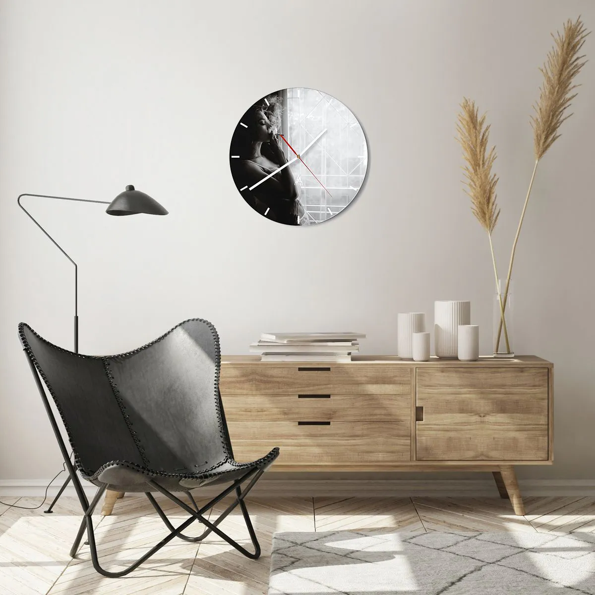 Wanduhr - Glasuhr - Sinnlicher Moment - 40x40 cm