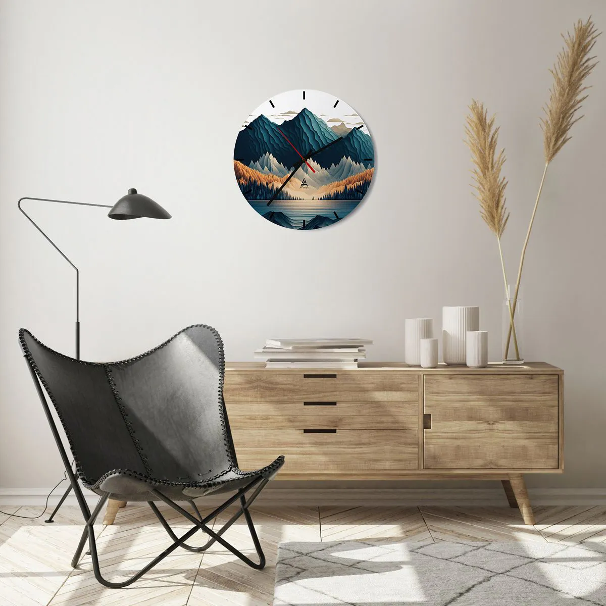 Wanduhr - Glasuhr - Perfekte Berglandschaft - 40x40 cm