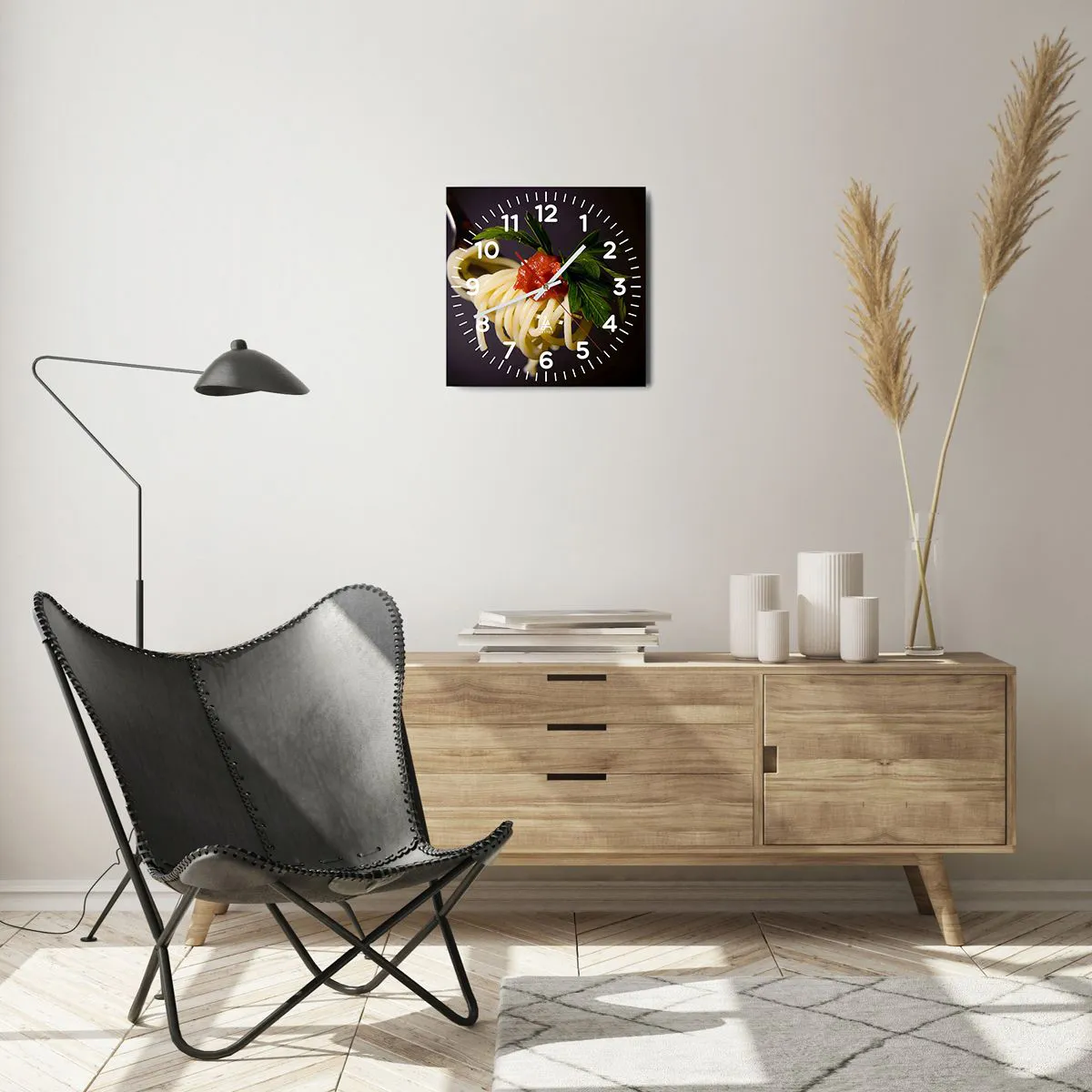 Wall clock - Clock on glass - Tasty Bite - 30x30 cm