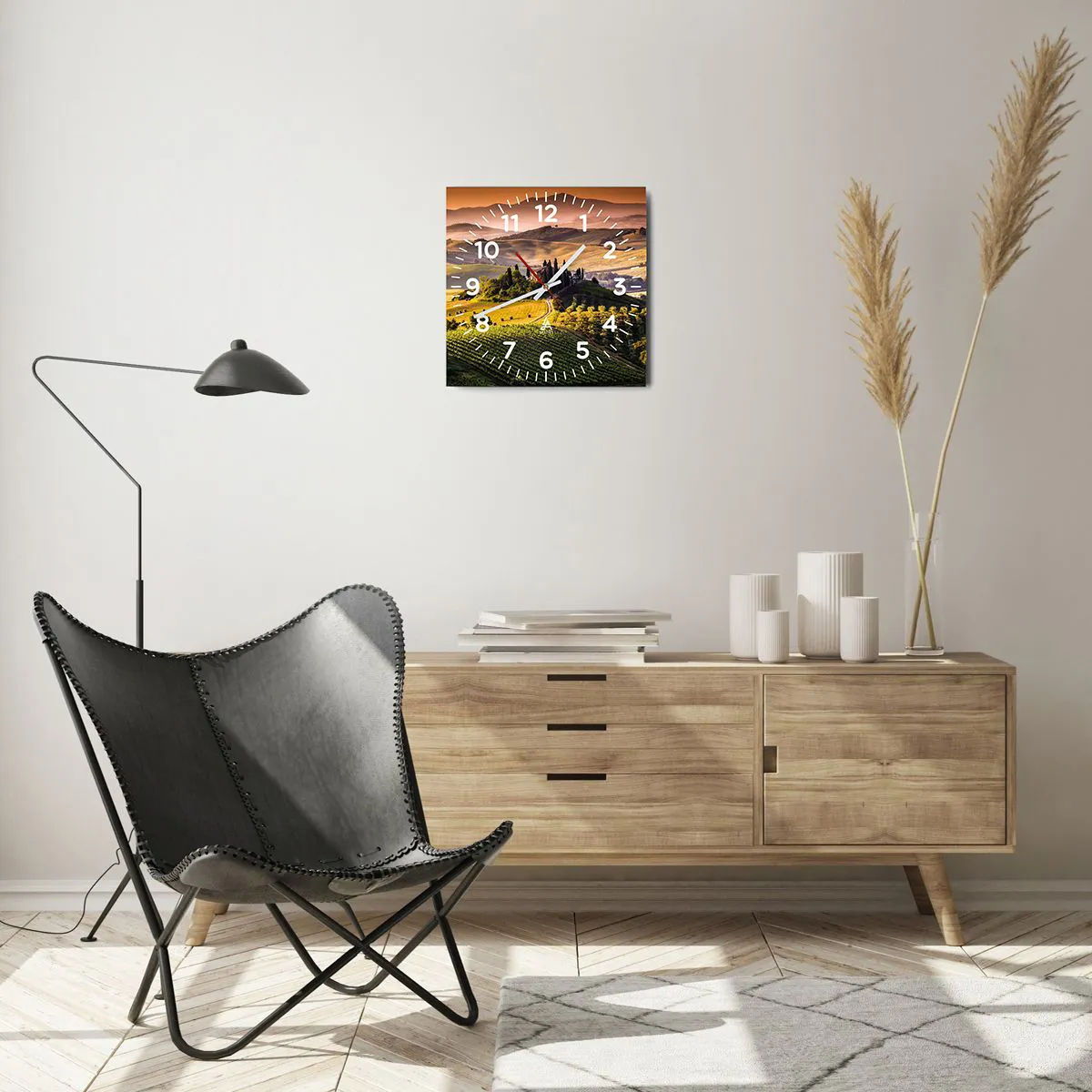 Orologio da parete - Orologio in Vetro - Arcadia: paesaggio toscano - 30x30 cm