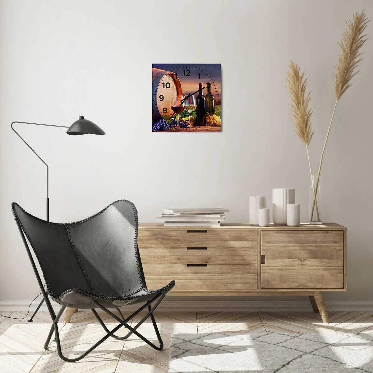 Wall clock - Clock on glass - Here Life Is Full of Flavour - 30x30 cm