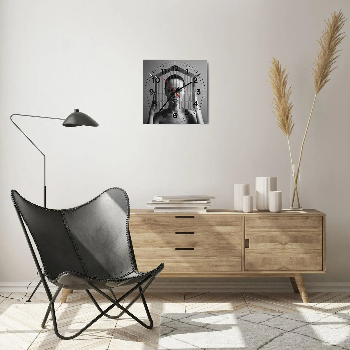 Wanduhr - Glasuhr - Ein leicht surreales Portrait - 30x30 cm