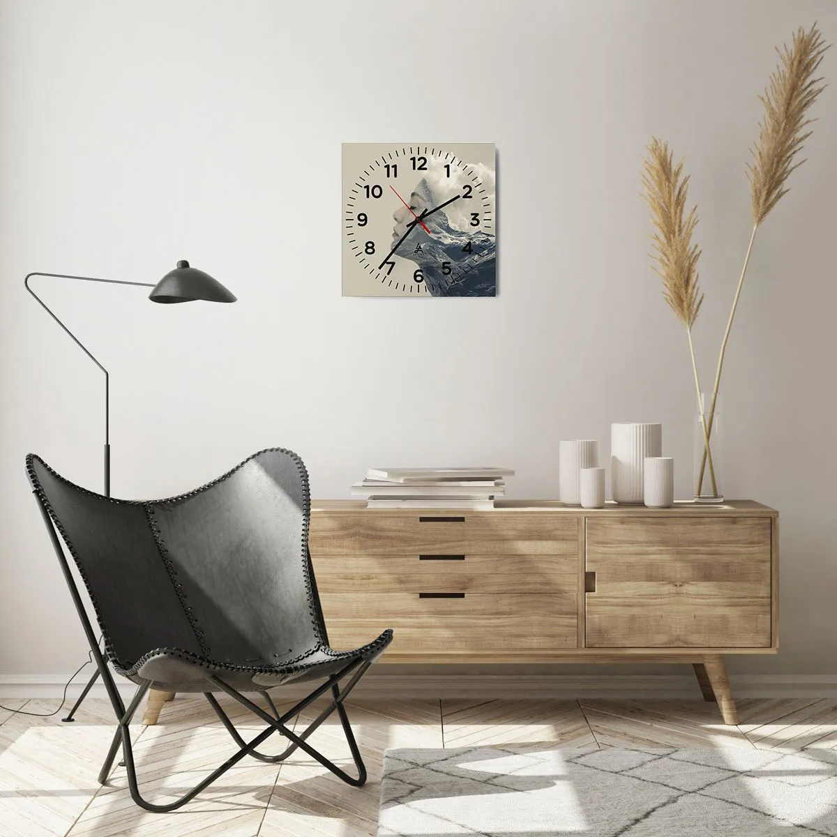 Ceas de perete - Ceas pe sticlă - Frumusețea elementelor - 30x30 cm