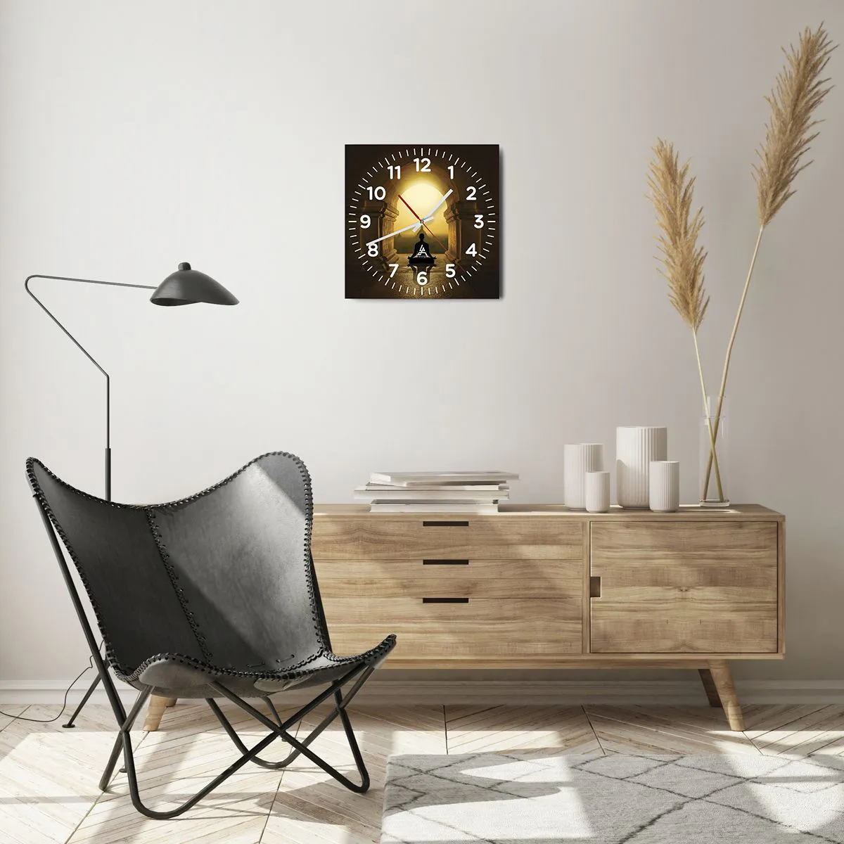 Wall clock - Clock on glass - Full Harmony - 30x30 cm