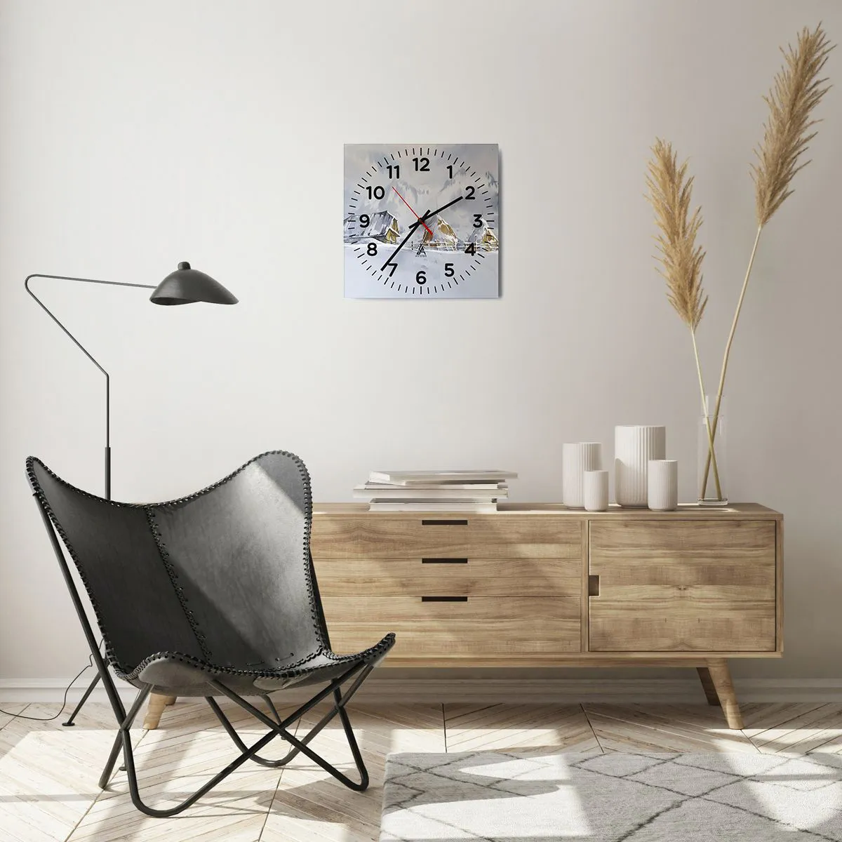 Nástenné hodiny - V zasneženom údolí - 30x30 cm