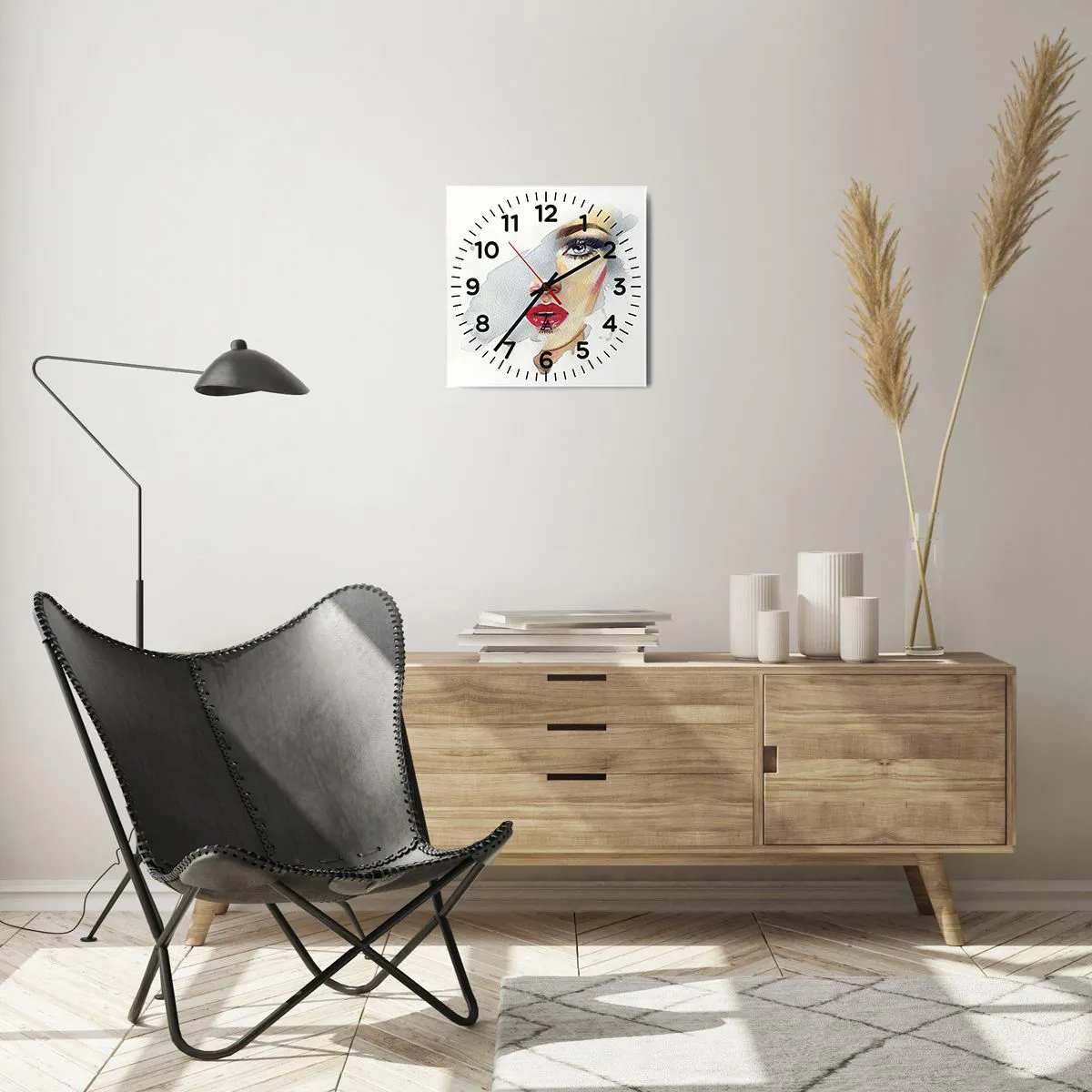 Reloj de pared - Reloj de vidrio - Reflejo en una gota de agua - 30x30 cm