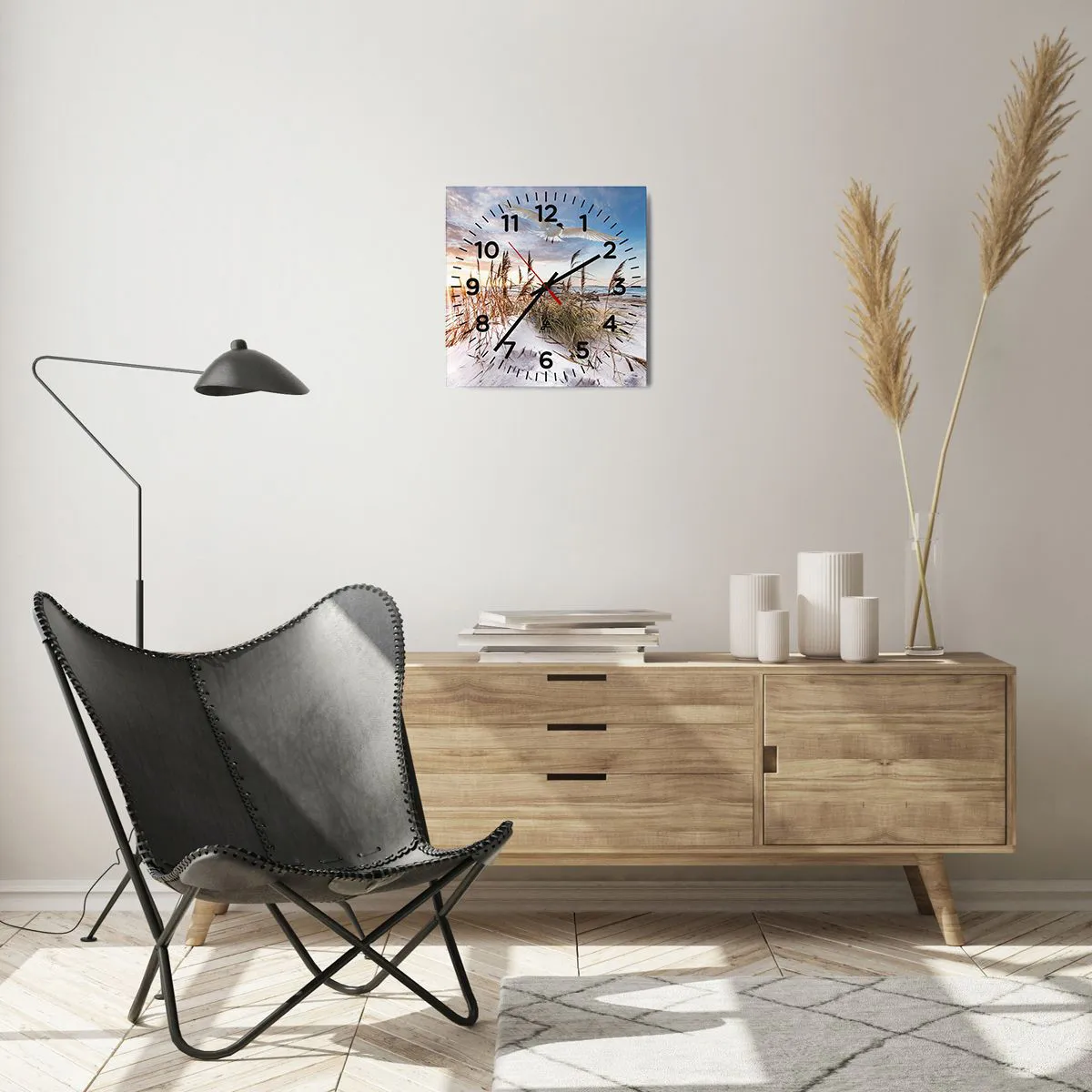 Relógio de parede - Relógio em vidro - Vento do mar - 30x30 cm