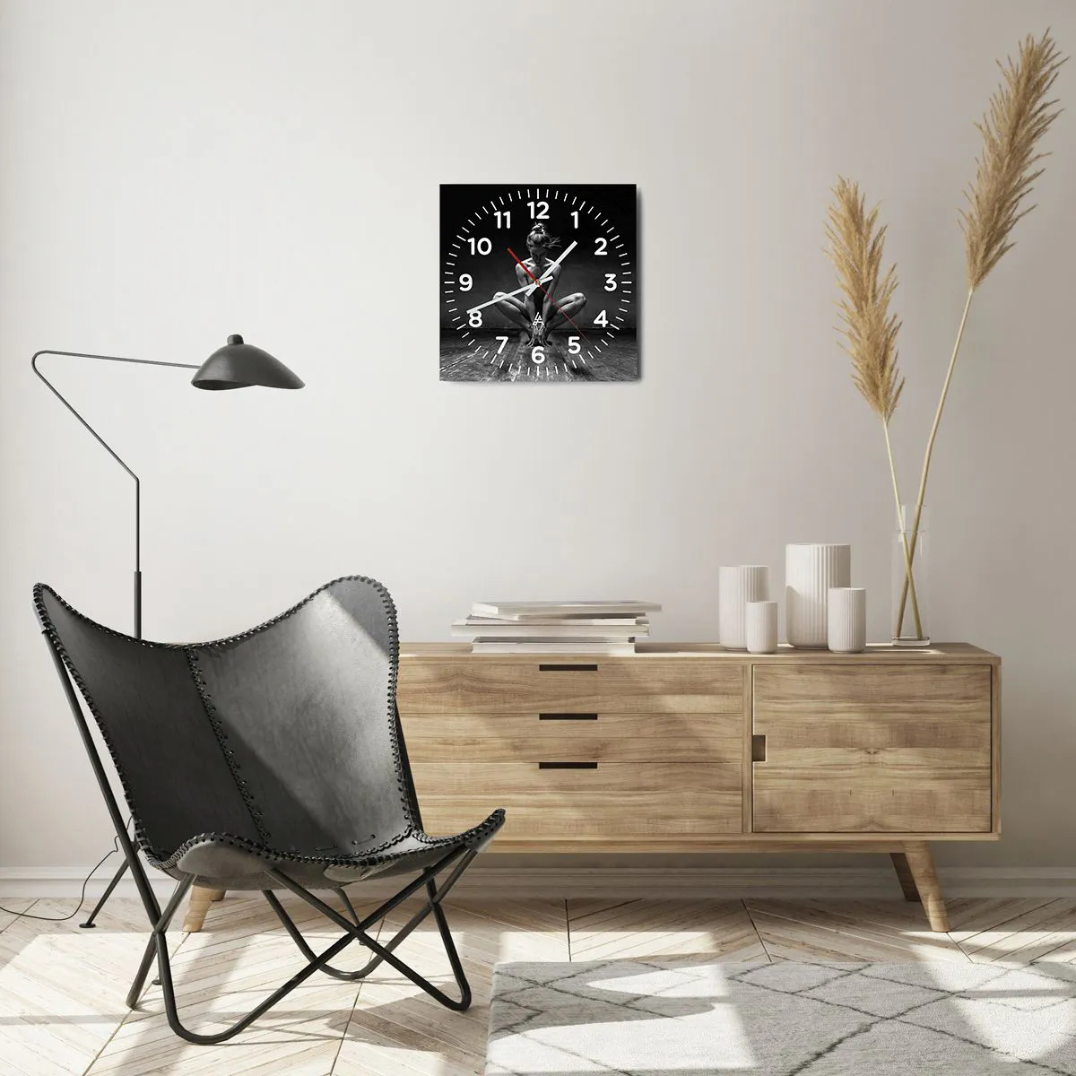 Ceas de perete - Ceas pe sticlă - Energie de dans concentrată - 30x30 cm