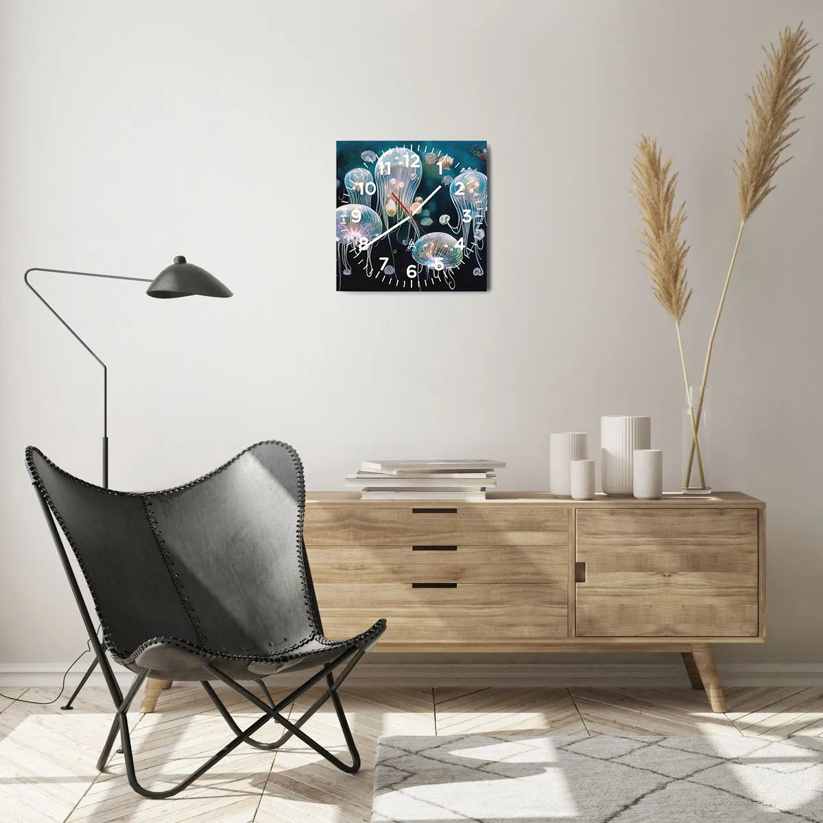 Ceas de perete - Ceas pe sticlă - Balul subacvatic - 30x30 cm