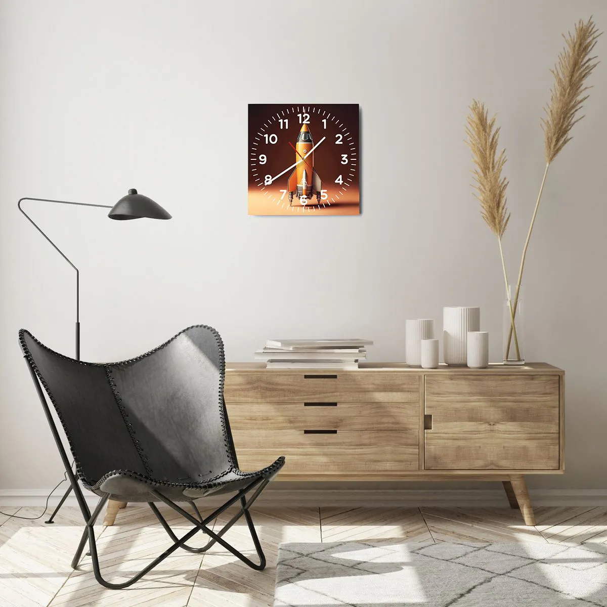 Väggklocka - Klocka på glas - Det börjar med en dröm - 30x30 cm