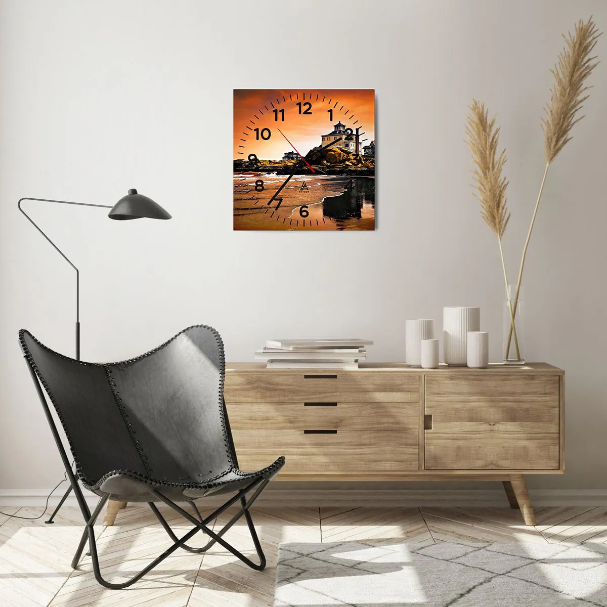 Wall clock - Clock on glass - Elegance of a West Coast - 40x40 cm