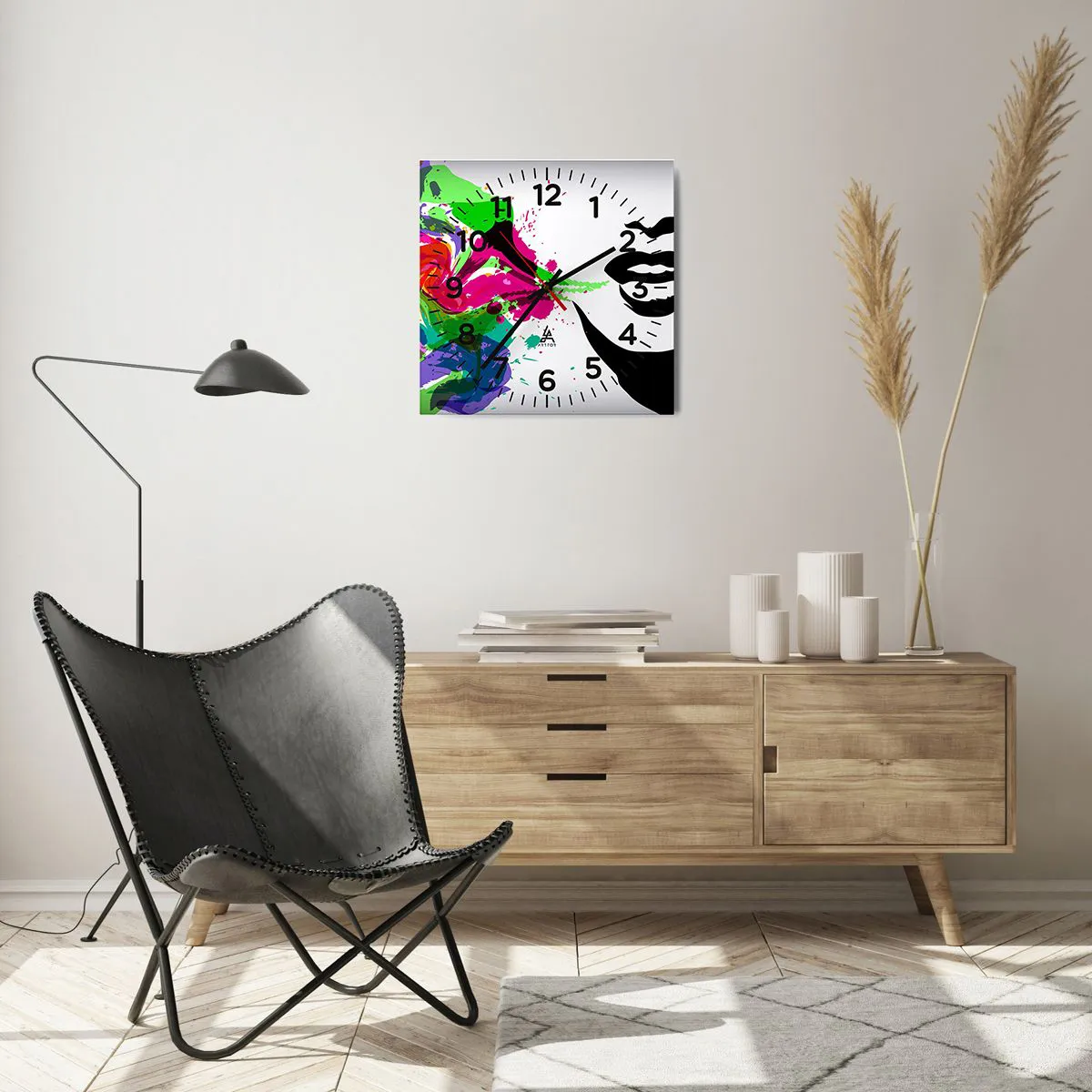 Wanduhr - Glasuhr - Eine Geschichte in den Farben des Regenbogens - 40x40 cm