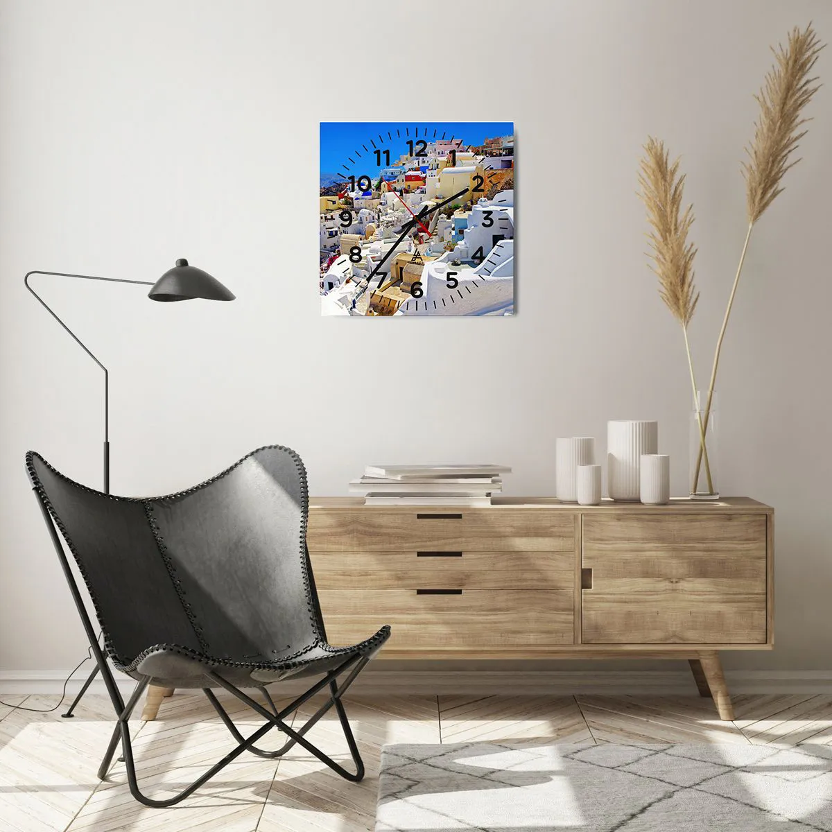 Wanduhr - Glasuhr - Der Traum vom griechischen Sommer - 40x40 cm