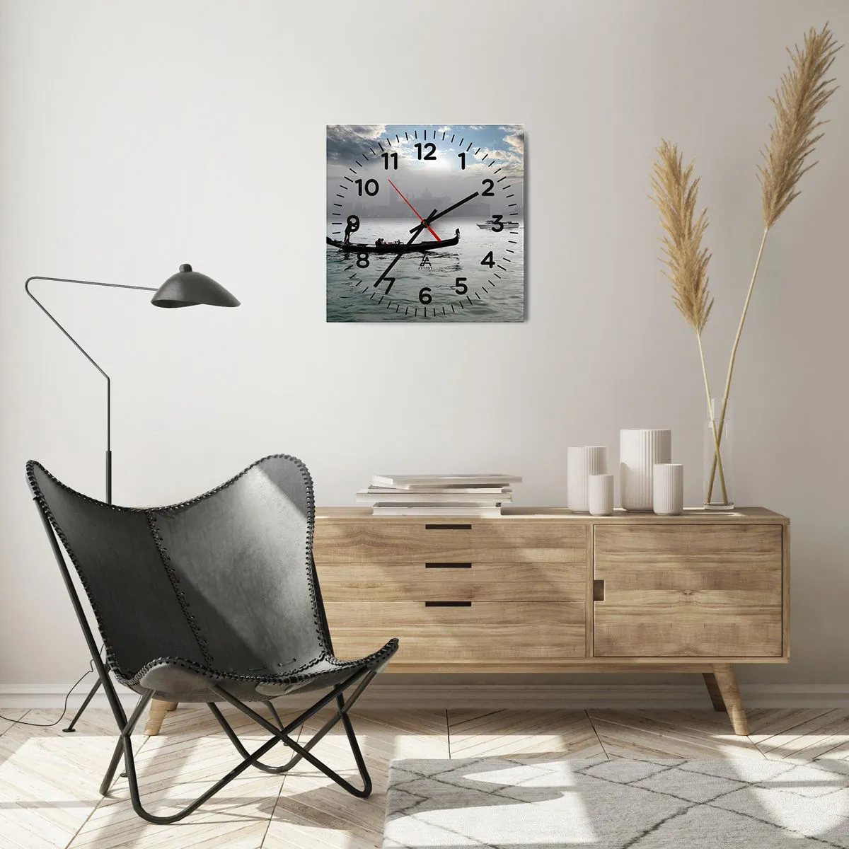 Wall clock - Clock on glass - Fairytale City from Water and Fog - 40x40 cm