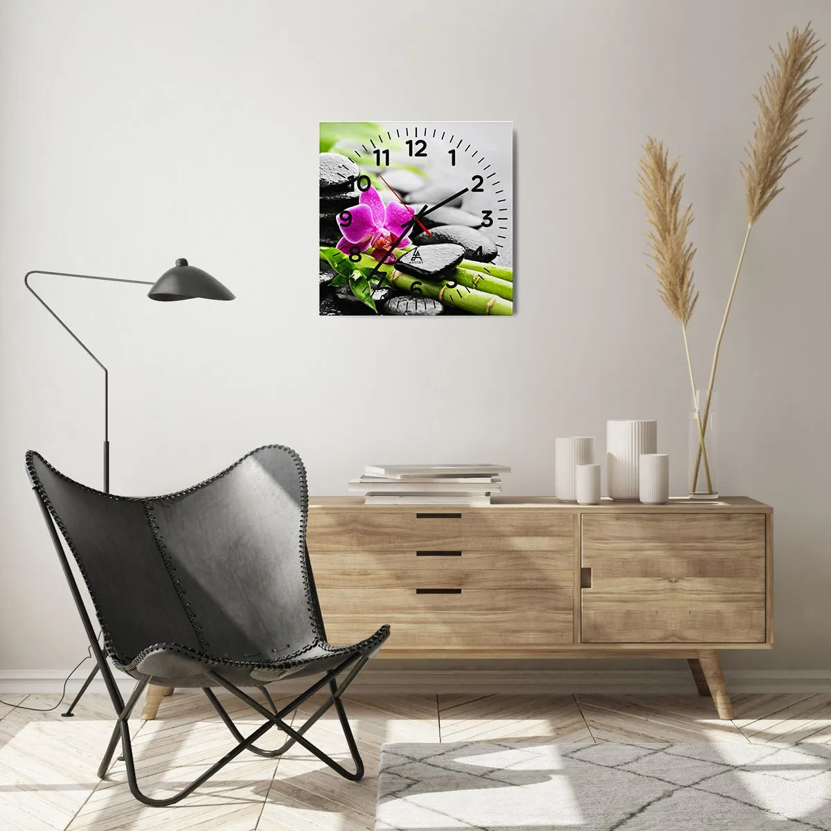 Ceas de perete - Ceas pe sticlă - Într-un echilibru pașnic - 40x40 cm