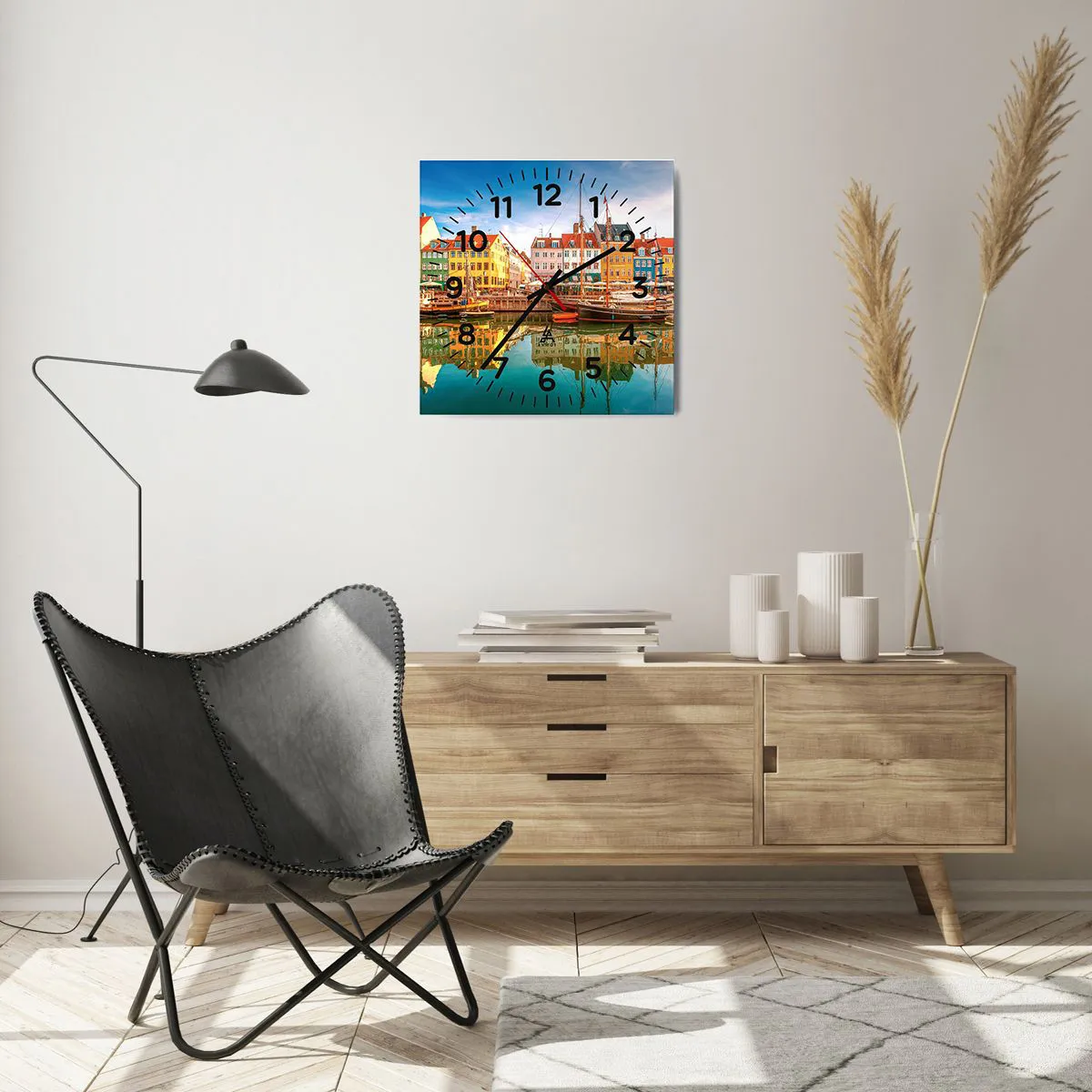 Relógio de parede - Relógio em vidro - Sobre a água tão lisa como um espelho - 40x40 cm